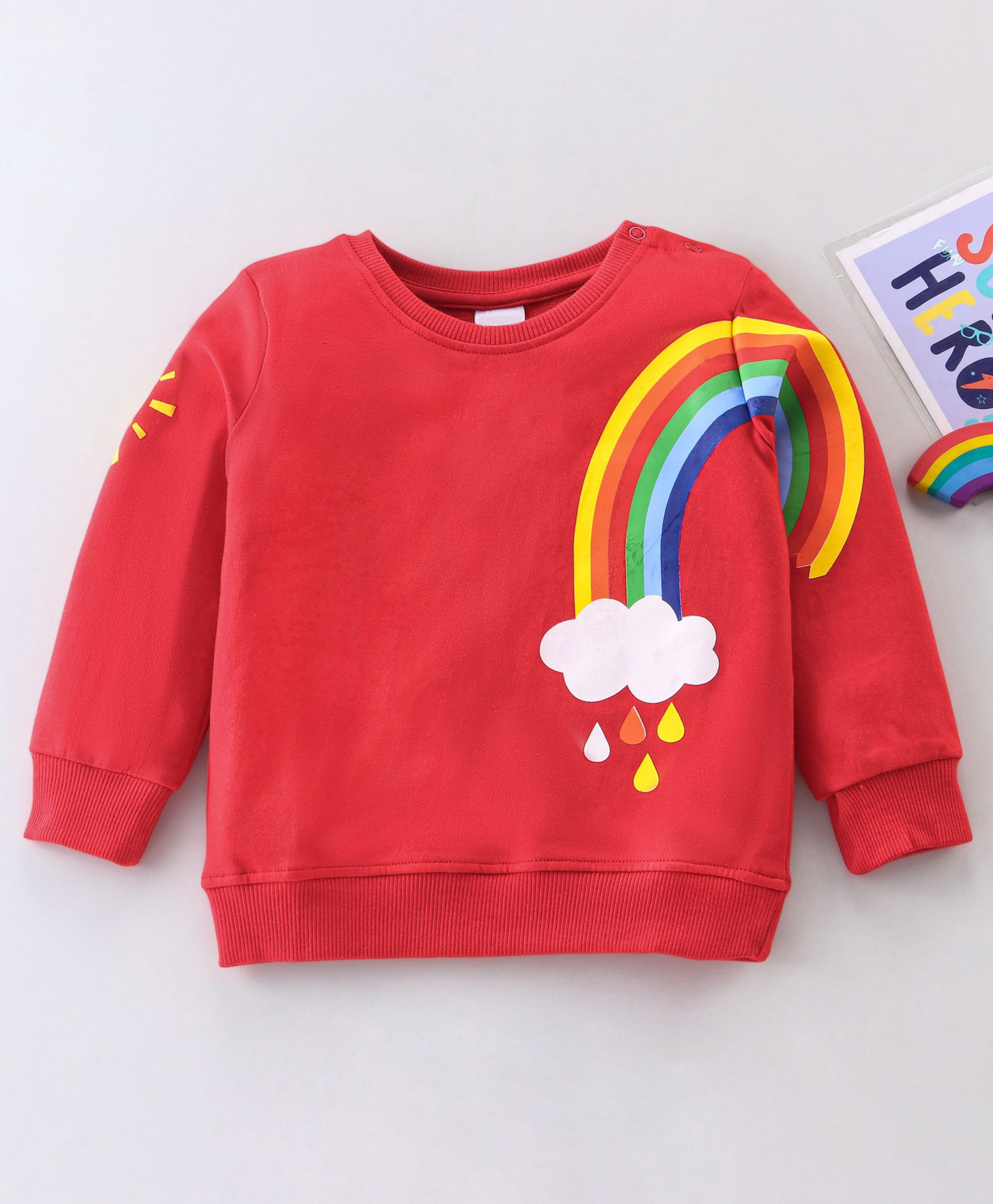 Kookie Kids  Full Sleeves Sweatshirt Rainbow Printed - Red-image-44