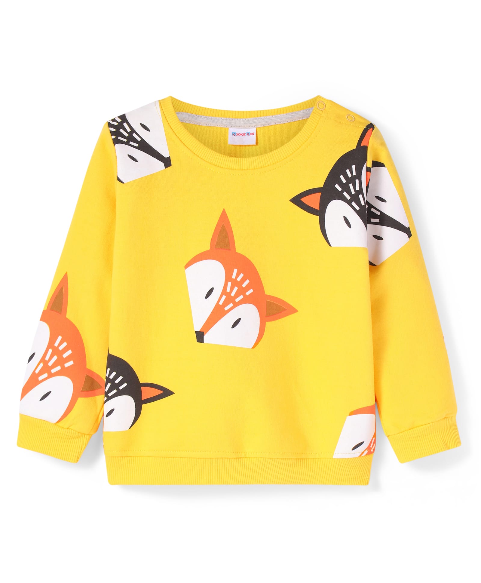 Kookie Kids Full Sleeves Sweatshirt with Fox Print - Yellow-picture-23