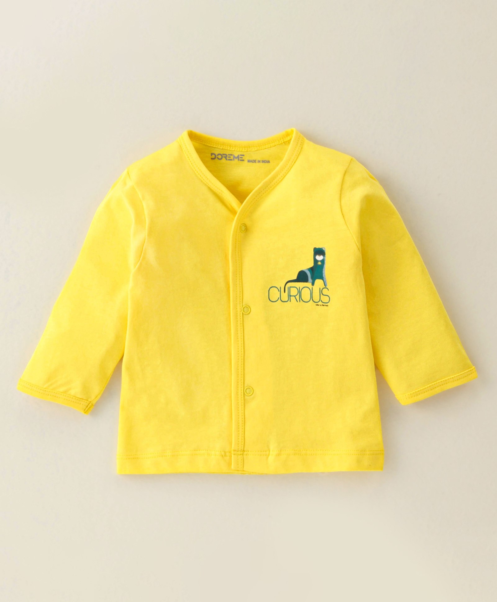 Doreme Single Jersey Full Sleeves Front Open Vest with Puma Print - Yellow-picture-16