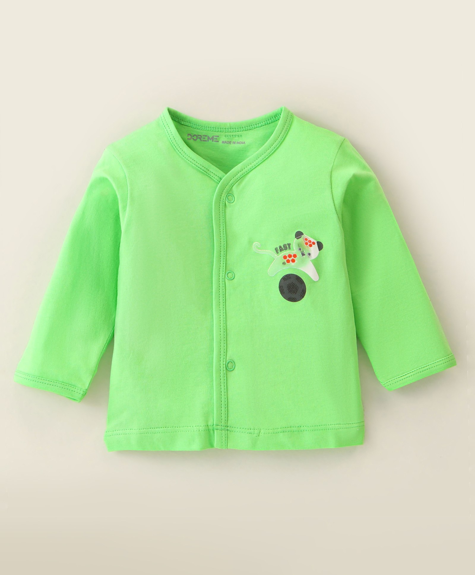 Doreme Single Jersey Full Sleeves Front Open Vest with Elephant Print - Green-picture-25