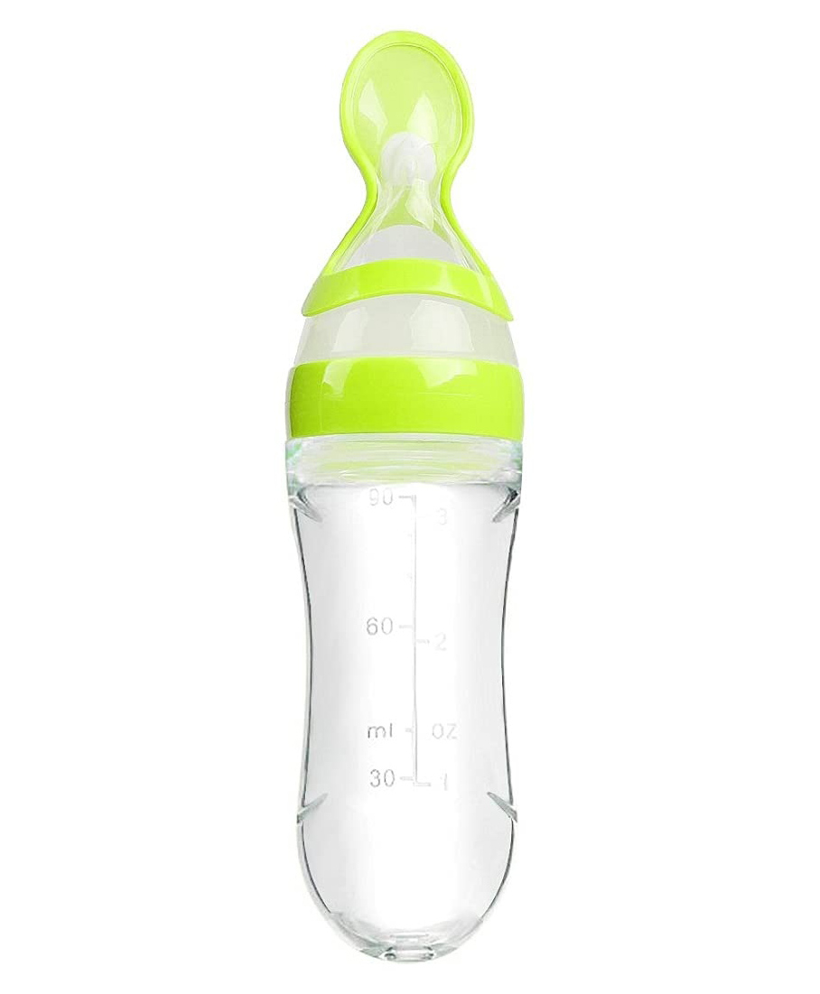 BOXOT IMPEX Newborn Baby Feeding Bottle Toddler Safe Silicone Squeeze Feeding Spoon Milk Cereal Bottle - 90 ml (color may vary)-picture-14
