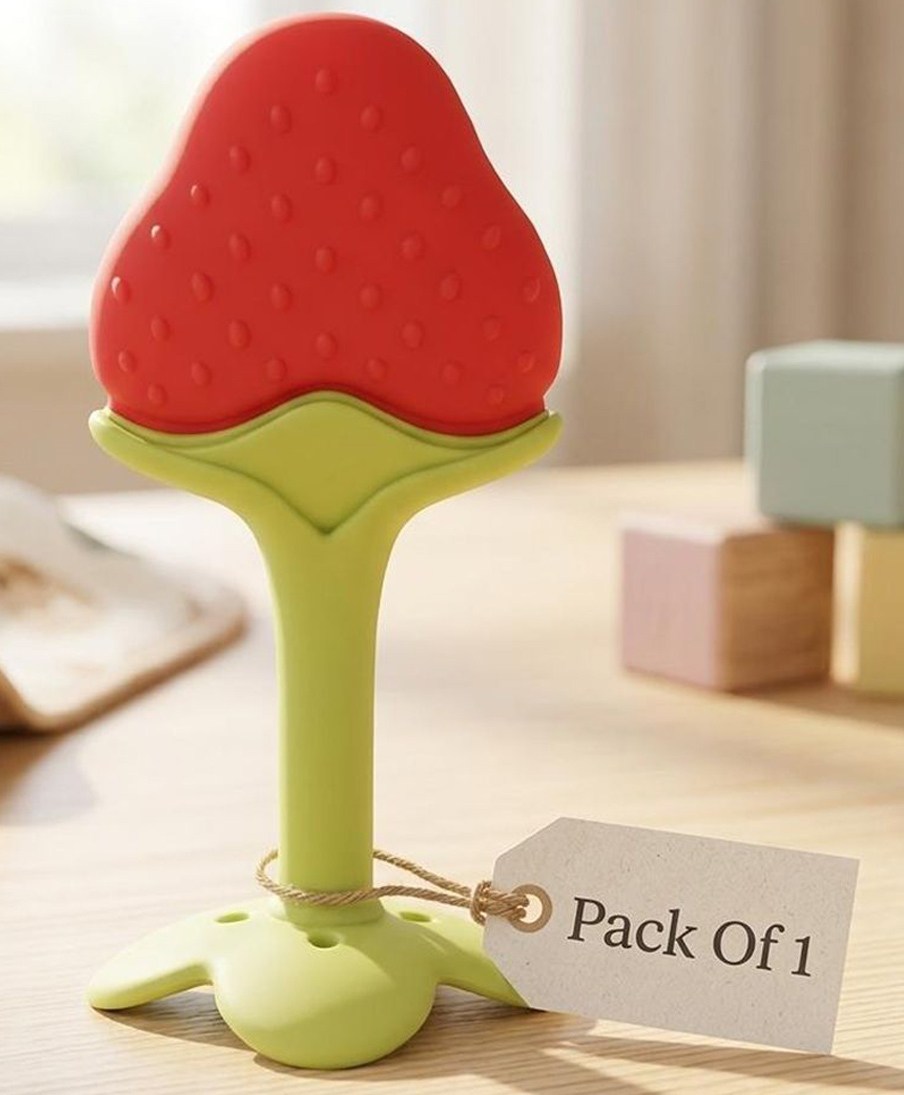BOXOT IMPEX Fruit Shaped Silicone Stand Teether (Desine & Color may vary)-image-44