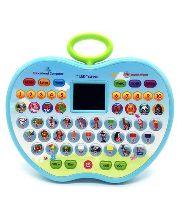 AKN TOYS Apple Shape Educational Mini Computer Laptop Toy for Kids LED Display and Fun Music for Learning Alphabets Numbers Words and Animals (Color May Vary)-image-39