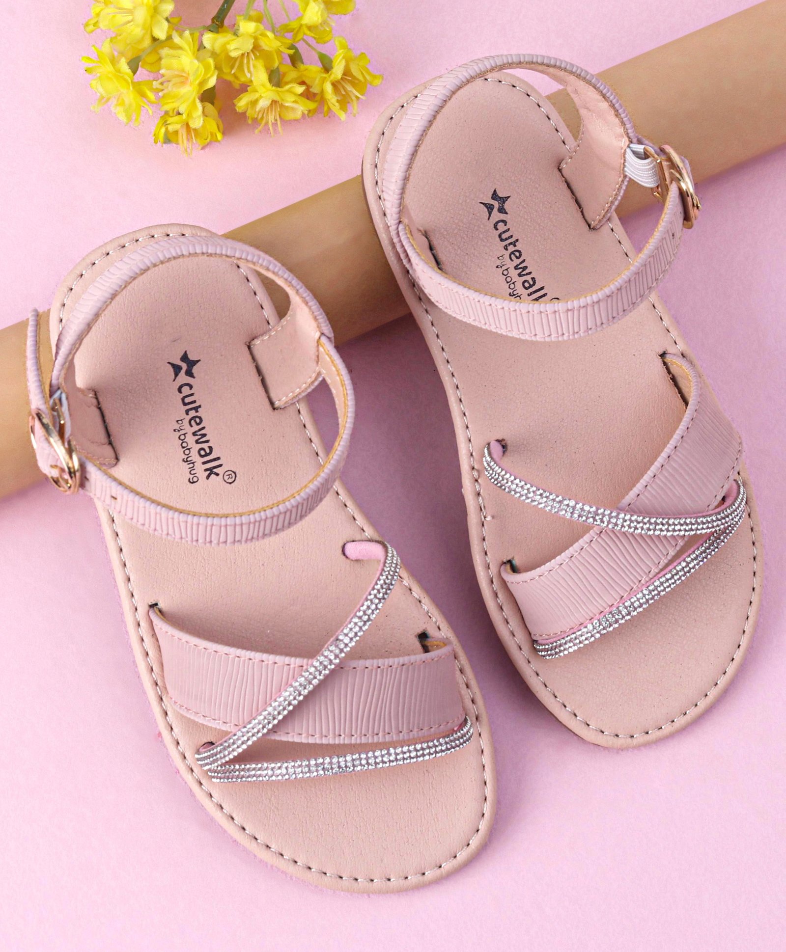 Cute Walk by Babyhug Buckle Closure Sandals with Stud Detailing - Pink-image-27