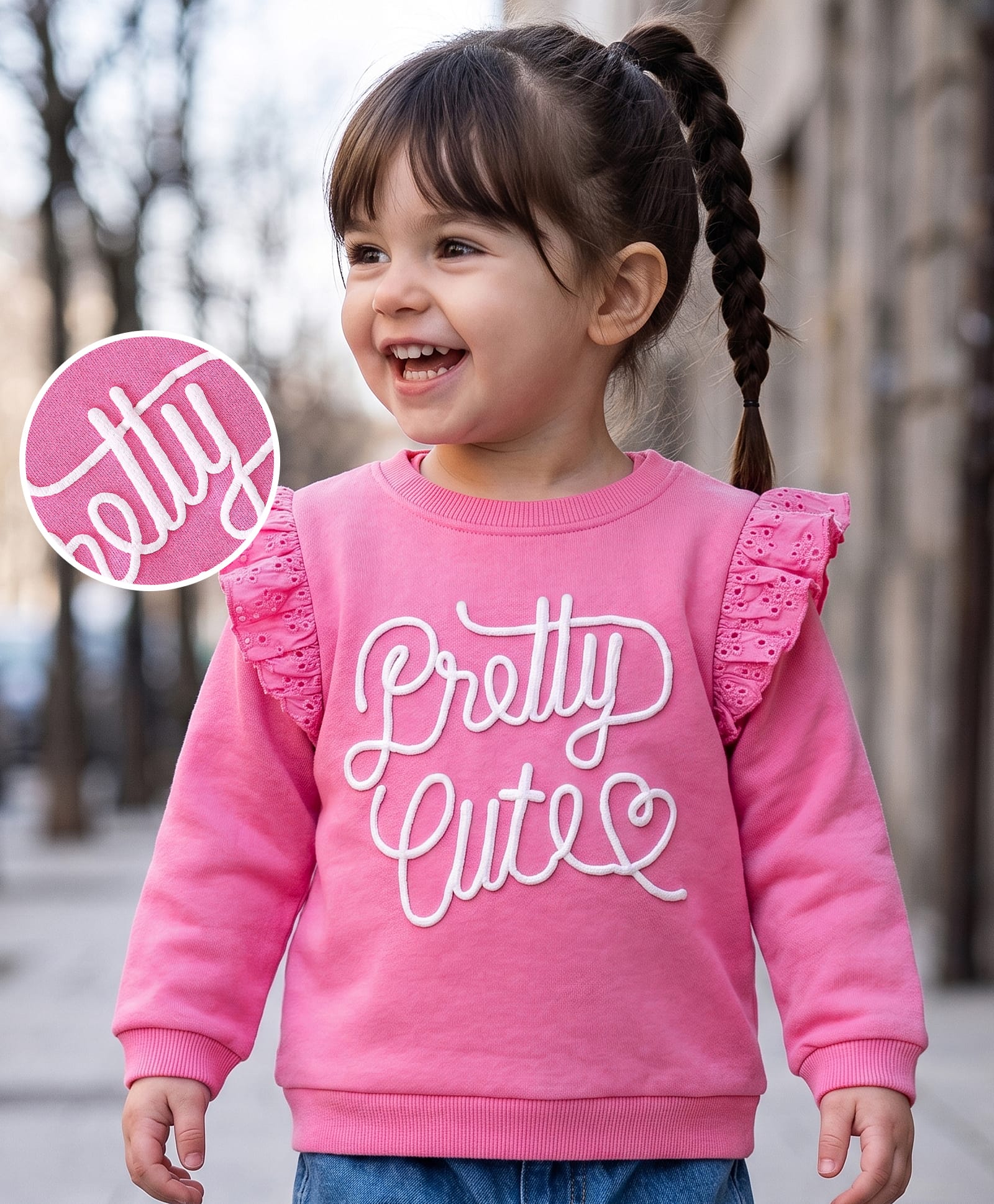 Babyoye 100% Cotton Knit Full Sleeves Sweatshirt With Text Print - Pink-picture-14