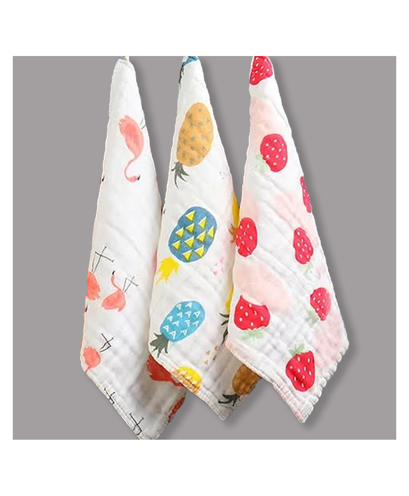 Moms Home Baby Super Soft Absorbent Muslin 6 Layer Wipes Mix Design - Pack Of 3-image-29