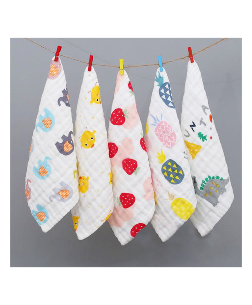 Moms Home Baby Super Soft Absorbent Muslin 6 Layer Wipes Mix Design - Pack Of 5-image-30