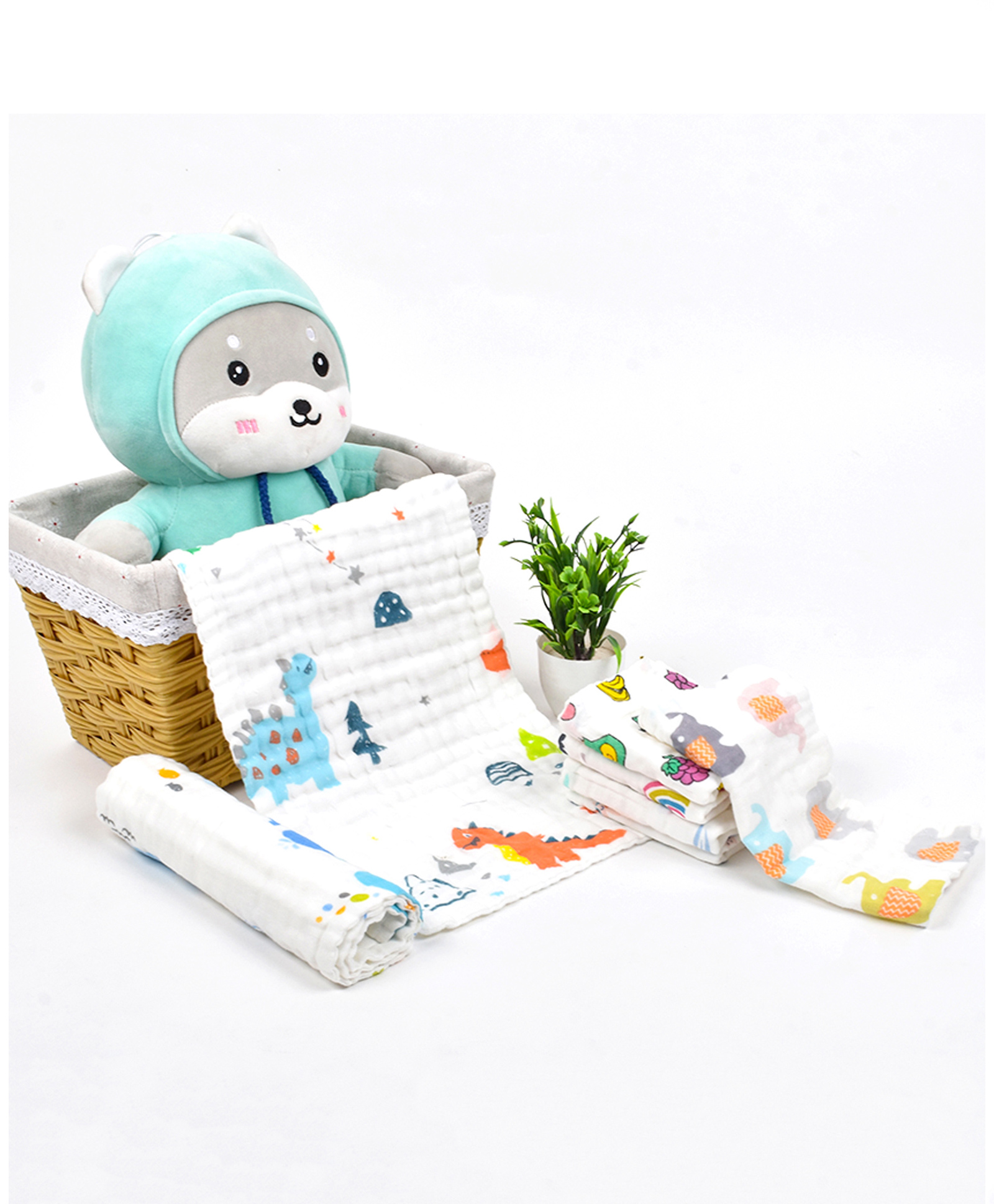 Moms Home 6 Layer Muslin Burp Towel & Napkin  Mix Design - Pack Of 7-image-28