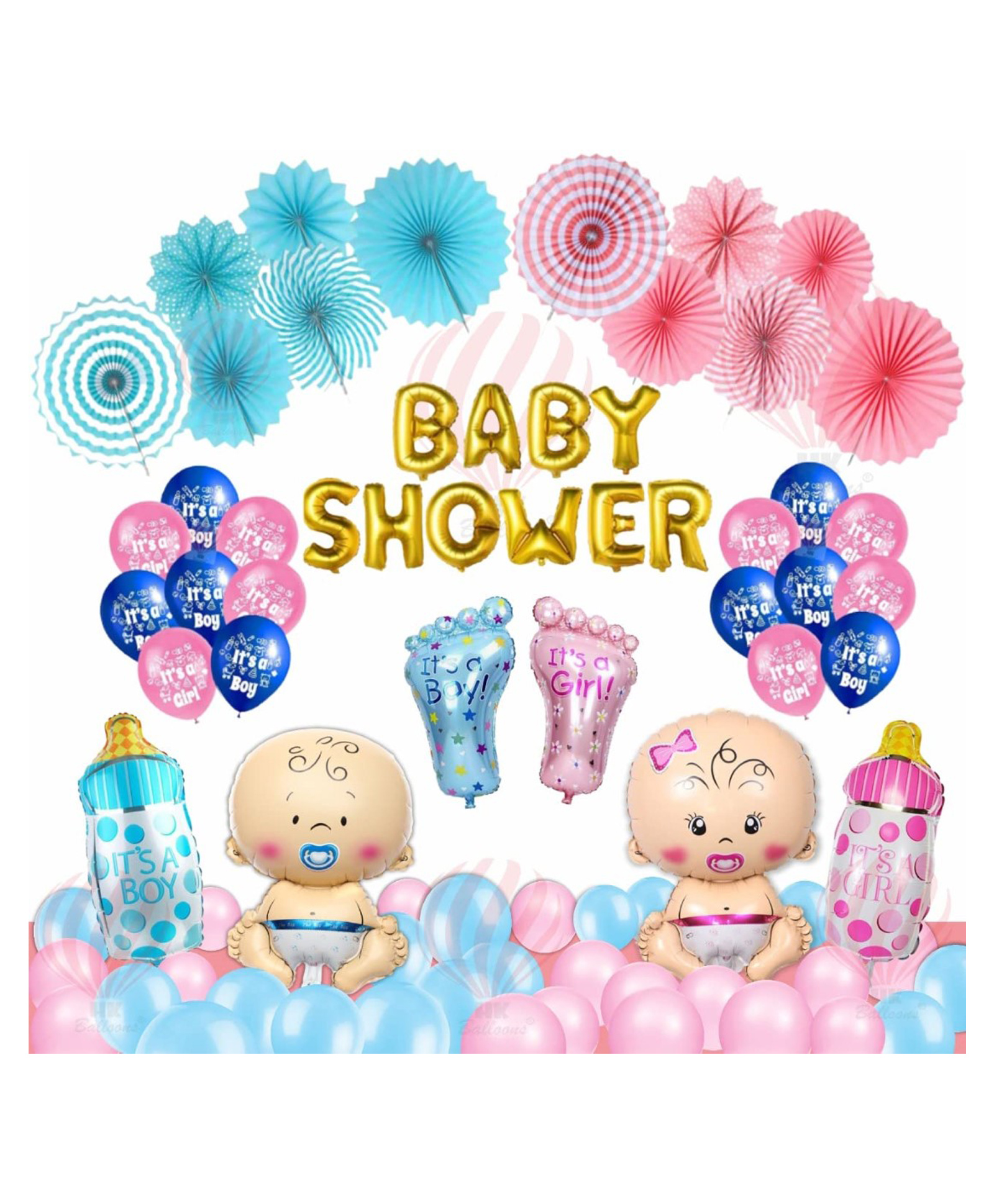 Bubble Trouble Baby Shower Gold Foil Balloon Combo Decorations Set - Pack of 90-image-13