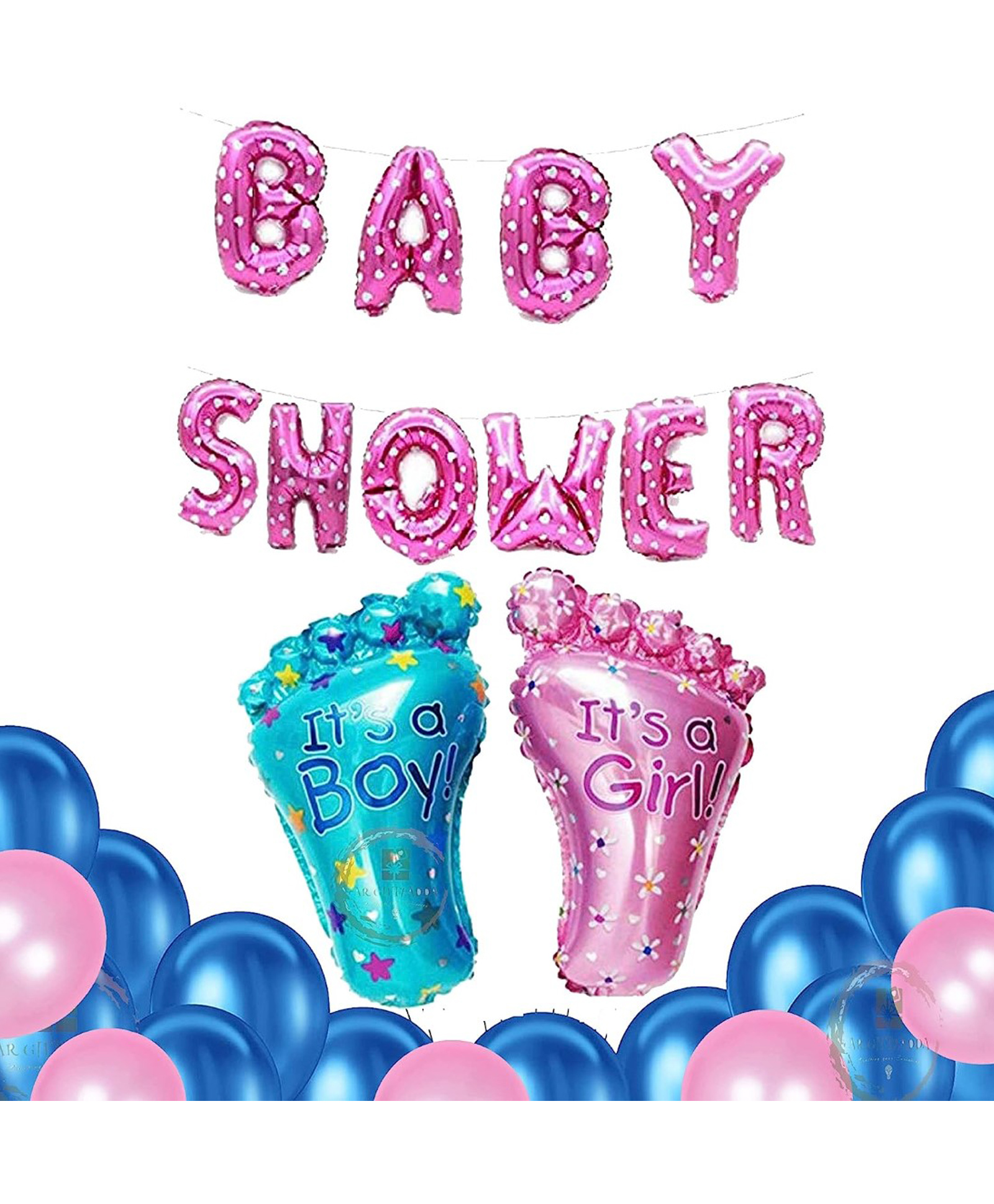 Bubble Trouble Baby Shower Blue & Pink Foil Balloon Combo - Pack of 23-image-35
