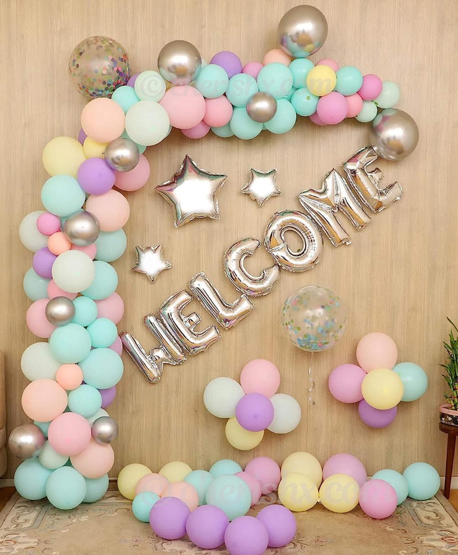 Bubble Trouble Silver Welcome Letter Balloon Decoration Kit - Pack of 67-image-44