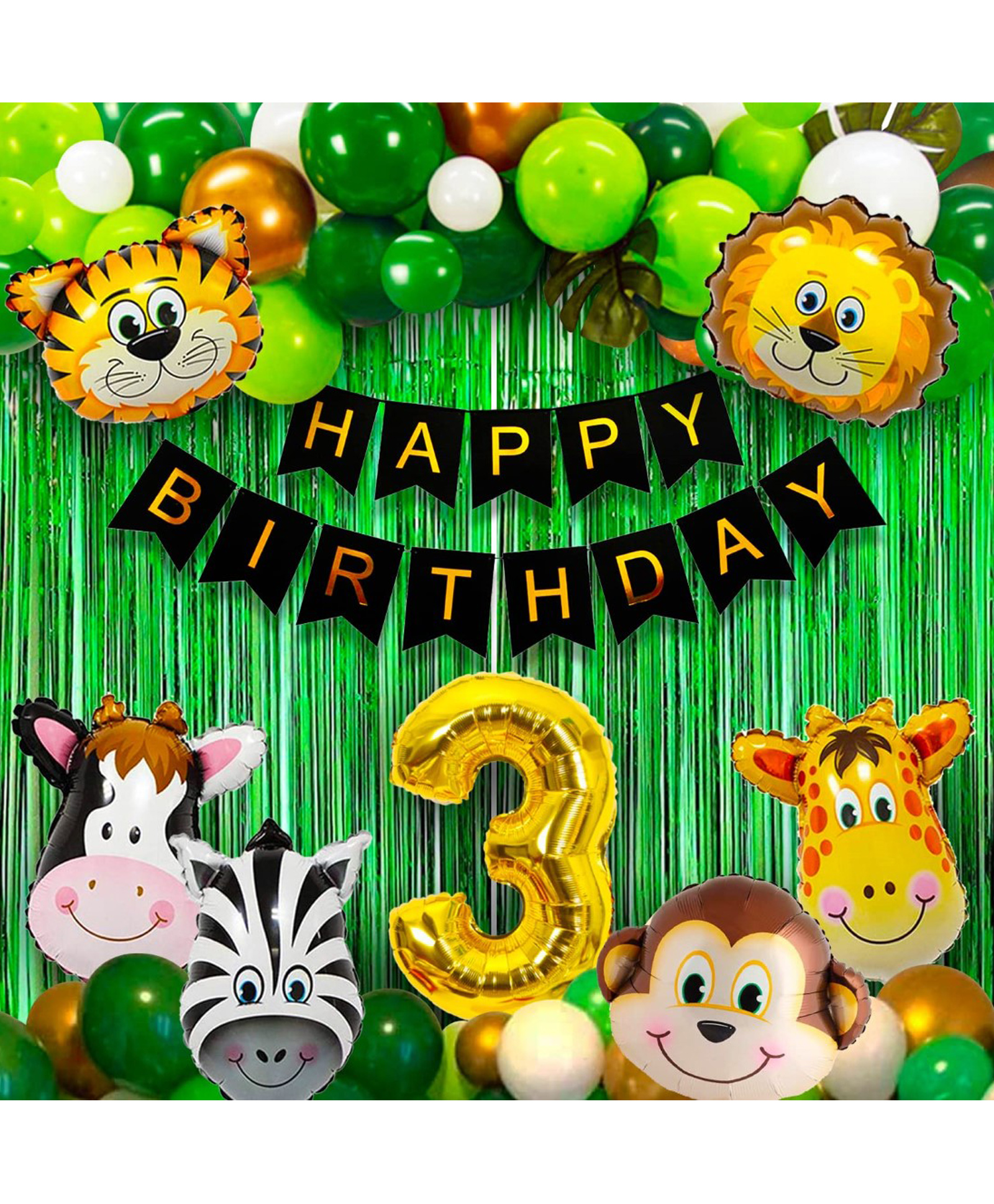 Bubble Trouble 3rd Birthday Decoration Items for Boys Jungle Theme Third Birthday Decoration 3rd Birthday Party Decorations Birthday Decorations Kit for Boys 3rd Birthday - 52 Pcs-image-5