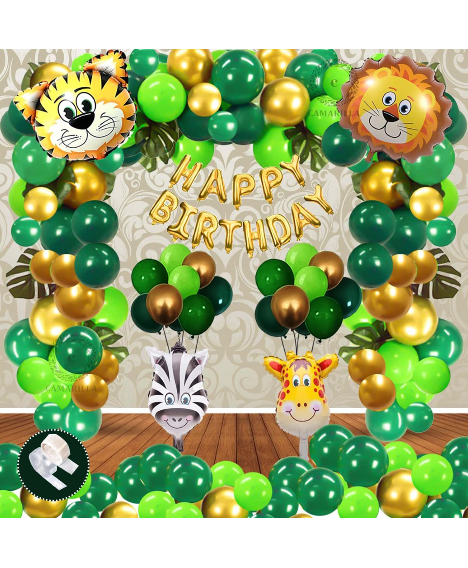 Bubble Trouble Jungle Safari Theme Birthday Baby Shower Zoo Animals Party Supplies Forest Animal Foil Balloons for Boys Girls Birthday Garland Wild One Party Item- Set of 70 pcs-image-24