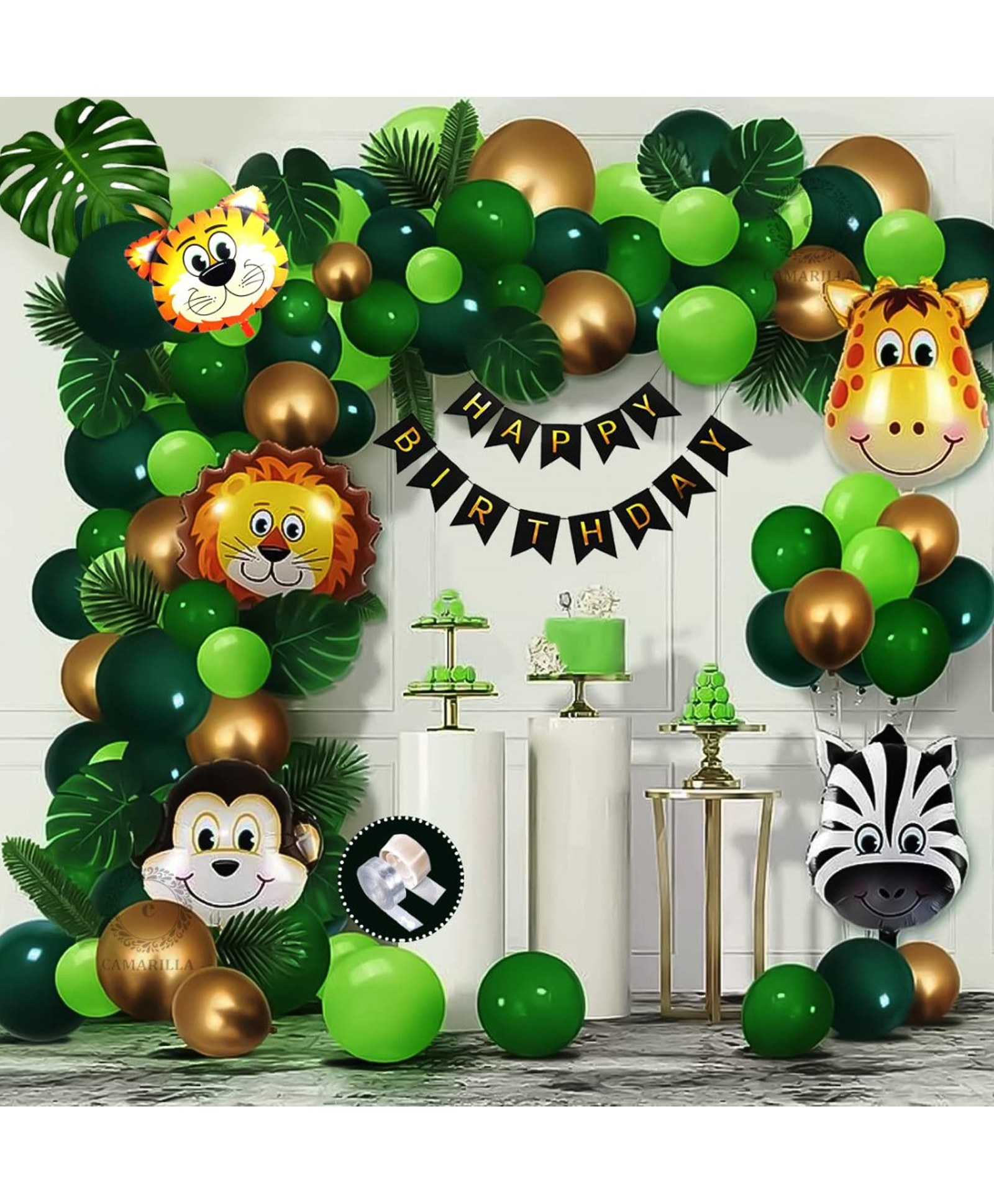Bubble Trouble Jungle Theme Birthday Party Decoration Kit - Pack of 89-image-29