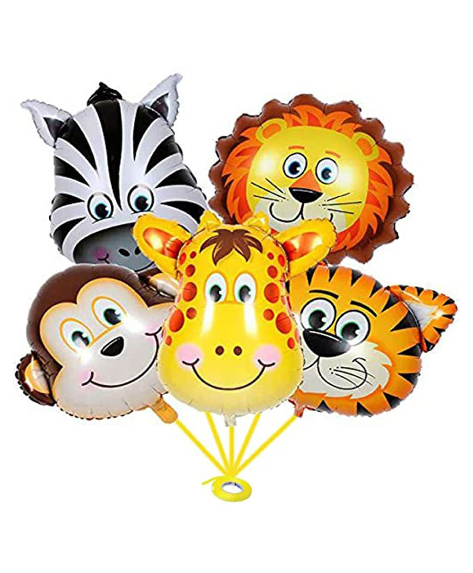 Bubble Trouble Happy Birthday Jungle Safari Decorations Foil Golden Balloon Pack of 5 Theme Animal Set  Combo Item Lion Tiger Zebra Monkey  Giraffe - Pack of 5-image-38