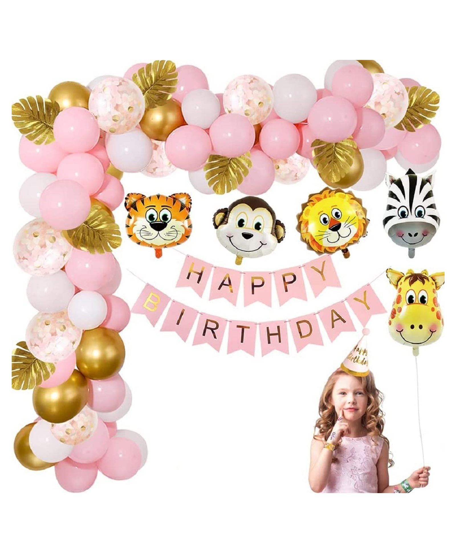 Bubble Trouble Jungle Animal Head Theme Foil Balloons Combo for Birthday Theme Party Celebration Decoration- Pack of 56-image-3