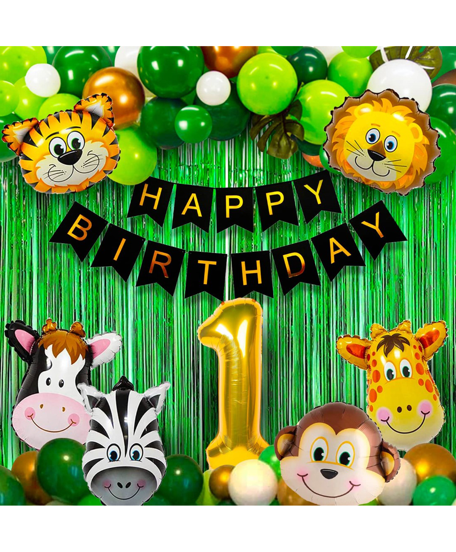 Bubble Trouble Jungle Theme 1st Birthday Decorations - Pack of 52-image-42