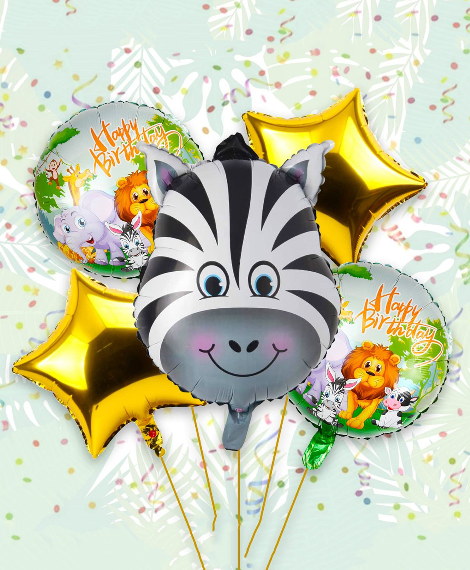 Bubble Trouble Happy Birthday Animal Foil Balloon - Set of 5-image-38
