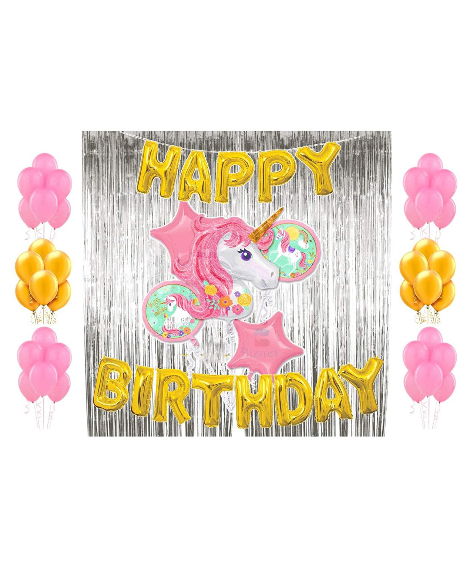 Bubble Trouble 42 Inch Big Size Unicorn Theme Birthday Decorations Items Combo - Pack of 50-picture-26