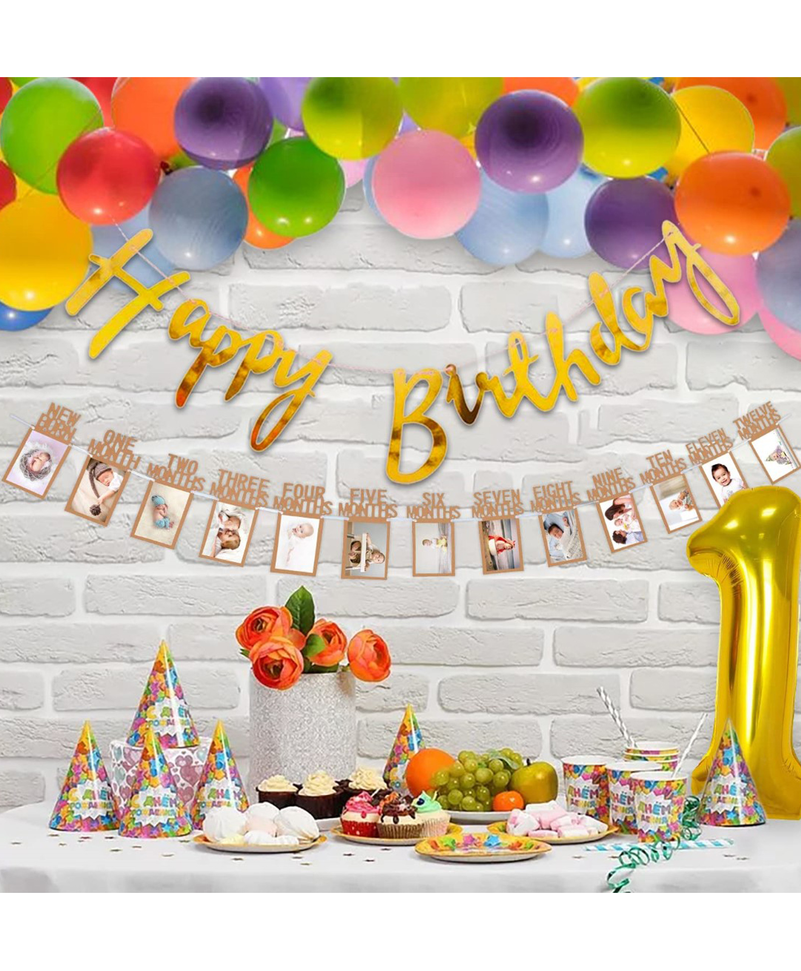 Bubble Trouble 1st Birthday First Birthday Decorations Boy 1st Birthday Decoration Photo Banner Cardstock  For First Birthday Baby 1st Birthday Decoration - 45 Pieces-image-45