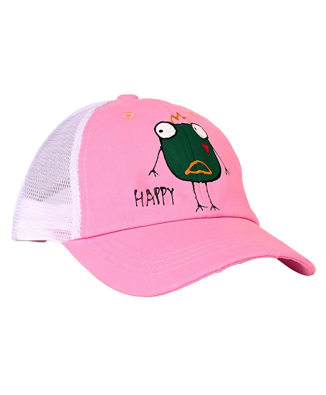 Kid-O-World Happy Frog Printed Mesh Cap - Light Pink-image-15