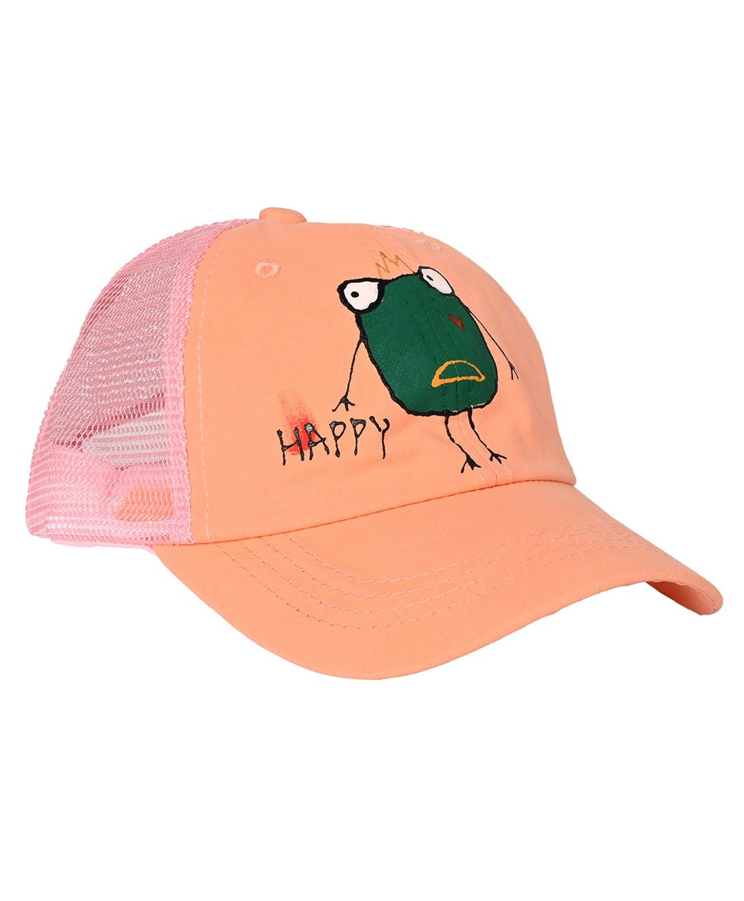 Kid-O-World Happy Frog Printed Mesh Cap - Peach-image-34
