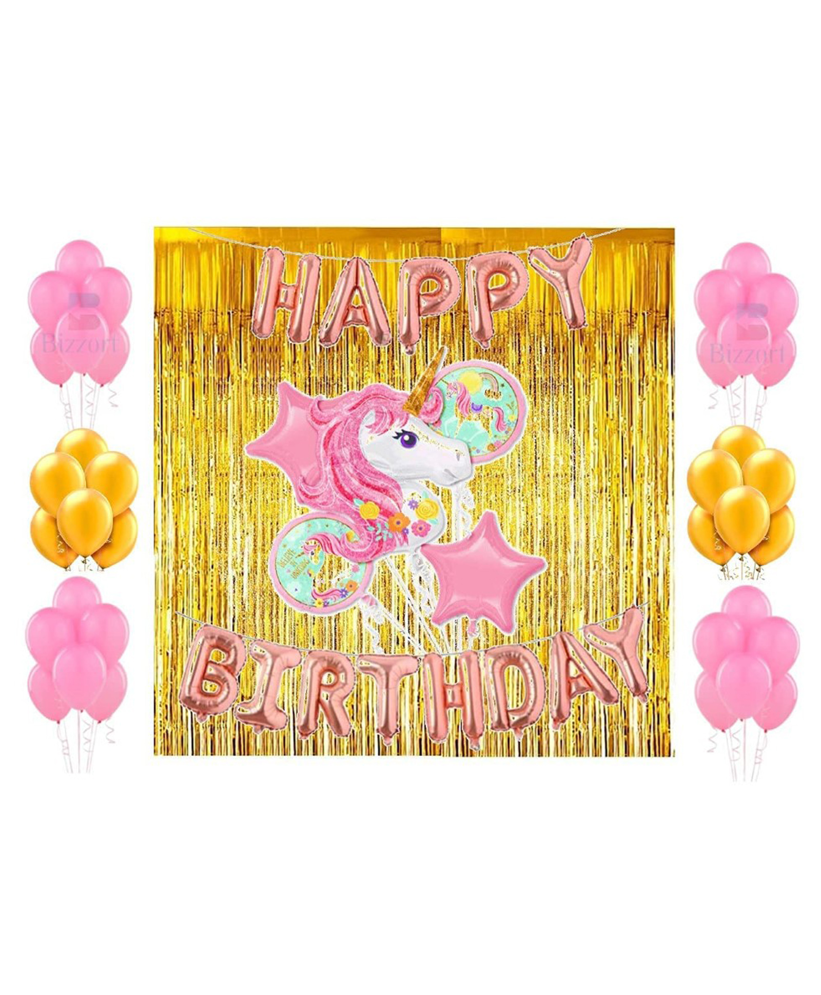 Bubble Trouble Big Size Unicorn Theme Birthday Decorations Items Combo -  Pack of 50-image-25