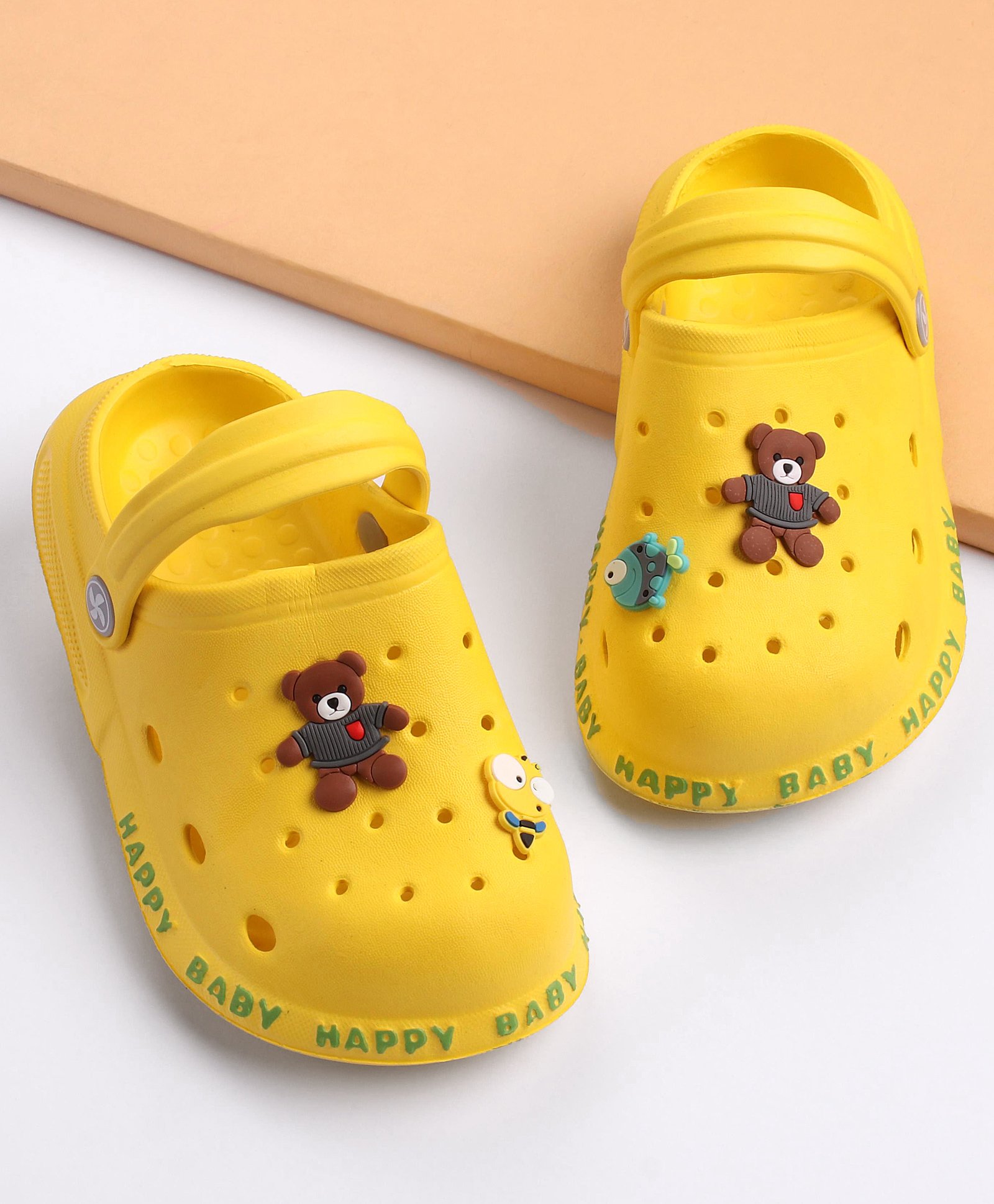 Cute Walk by Babyhug Slip On Clogs With Teddy Applique - Yellow-image-9