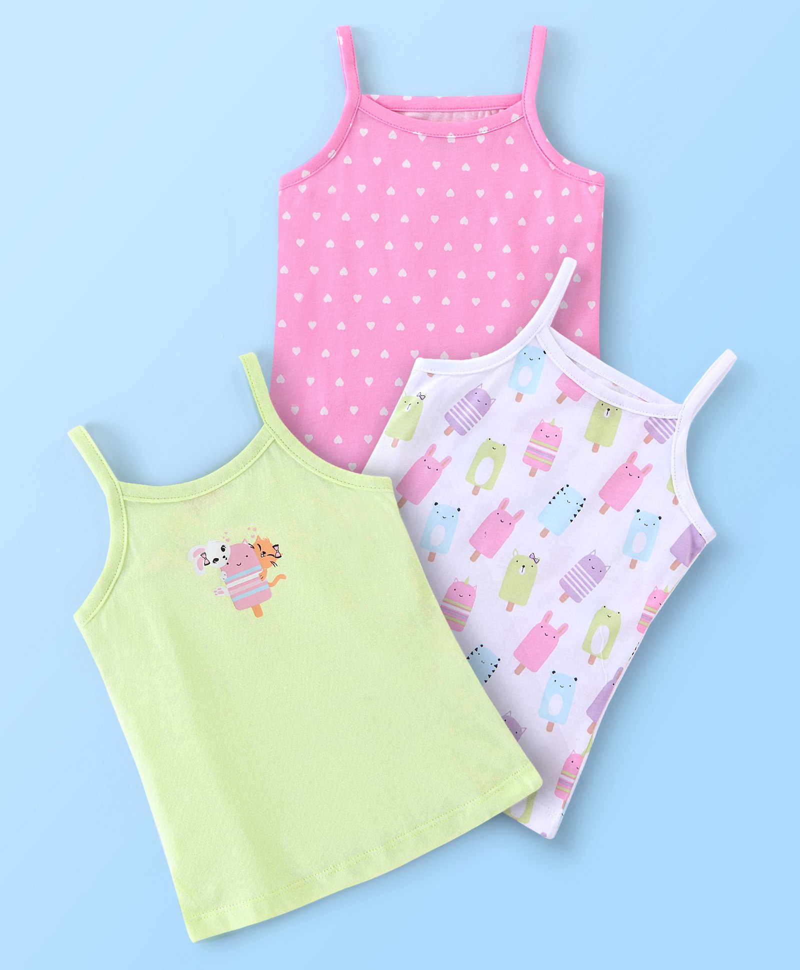 Babyhug 100% Cotton Slips Heart Print Pack of 3 - Multicolour-image-48