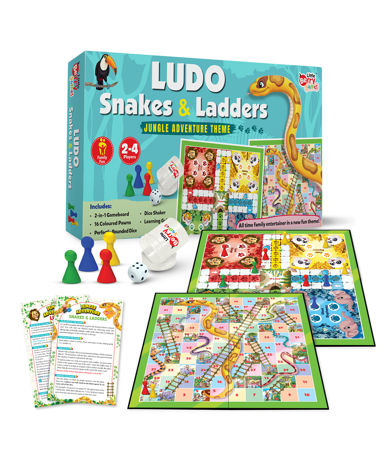 Little Berry Ludo and Snakes & Ladders Board Game Set for Kids 2 in 1 Party & Fun Games Board Game - Multicolour-image-33