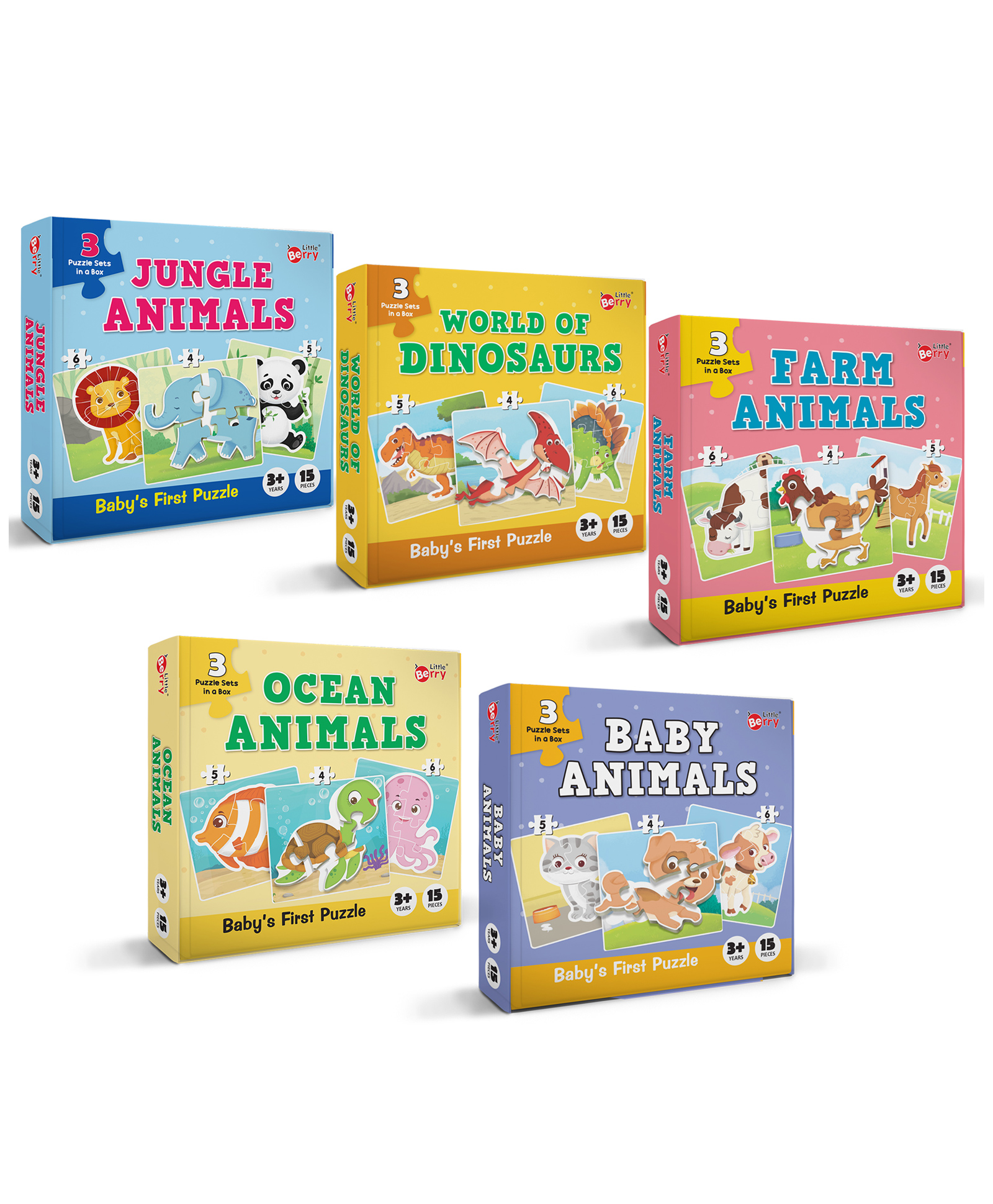 Little Berry Babys First Jigsaw Puzzle Set of 5 for Kids Fun & Educational Puzzles - 15  Pieces Each-image-34