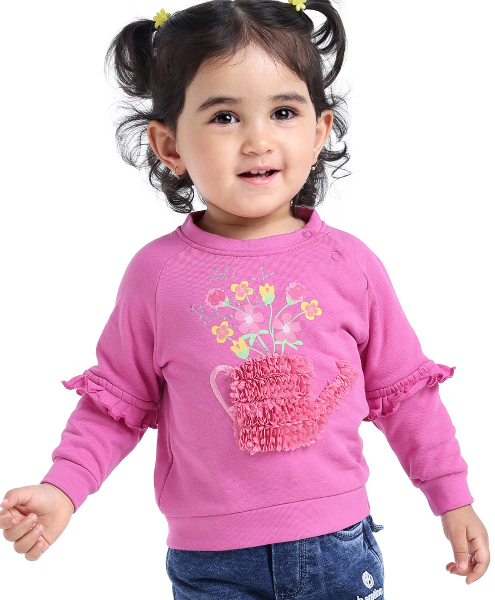 Babyoye Eco Conscious 100% Cotton Knit Floral Print Full Sleeves SweatShirts - Pink-image-41