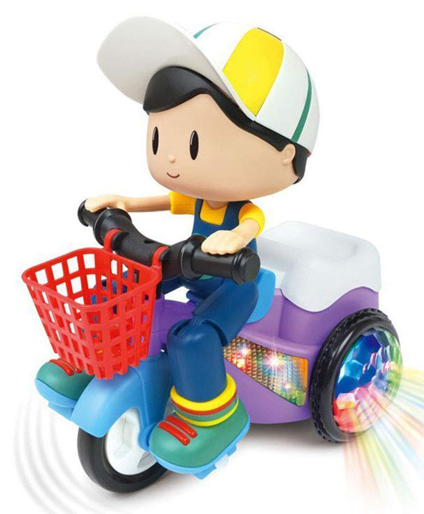YAMAMA Battery Operated Electric 360 Degree Rotating Lighting Music Stunt Tricycle Toy - Multicolour-image-17