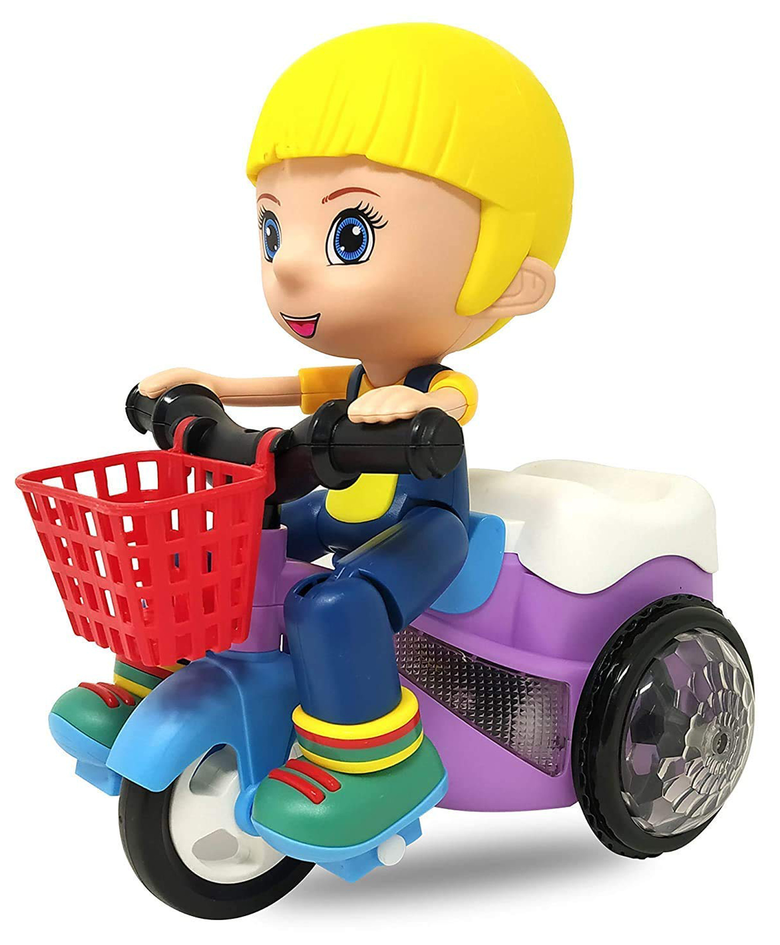 YAMAMA Battery Operated Electric 360 Degree Rotating Lighting Music Stunt Tricycle Toy - Multicolour-image-16