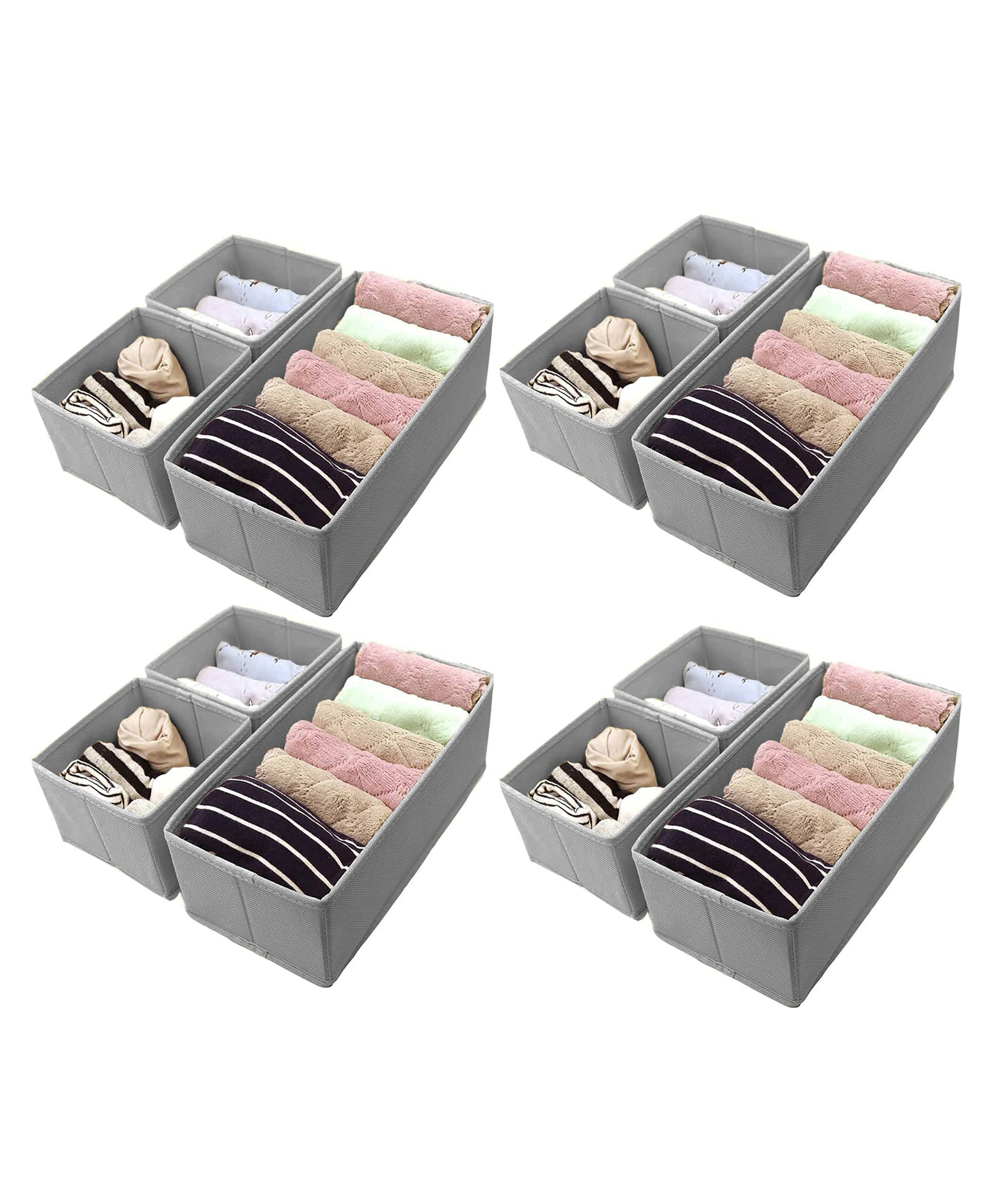 House of Quirk Storage Box Set of 3 Closet Dresser Drawer Organizer Cube Basket Bins Containers Divider with Drawers  Set 4 - Grey-image-20