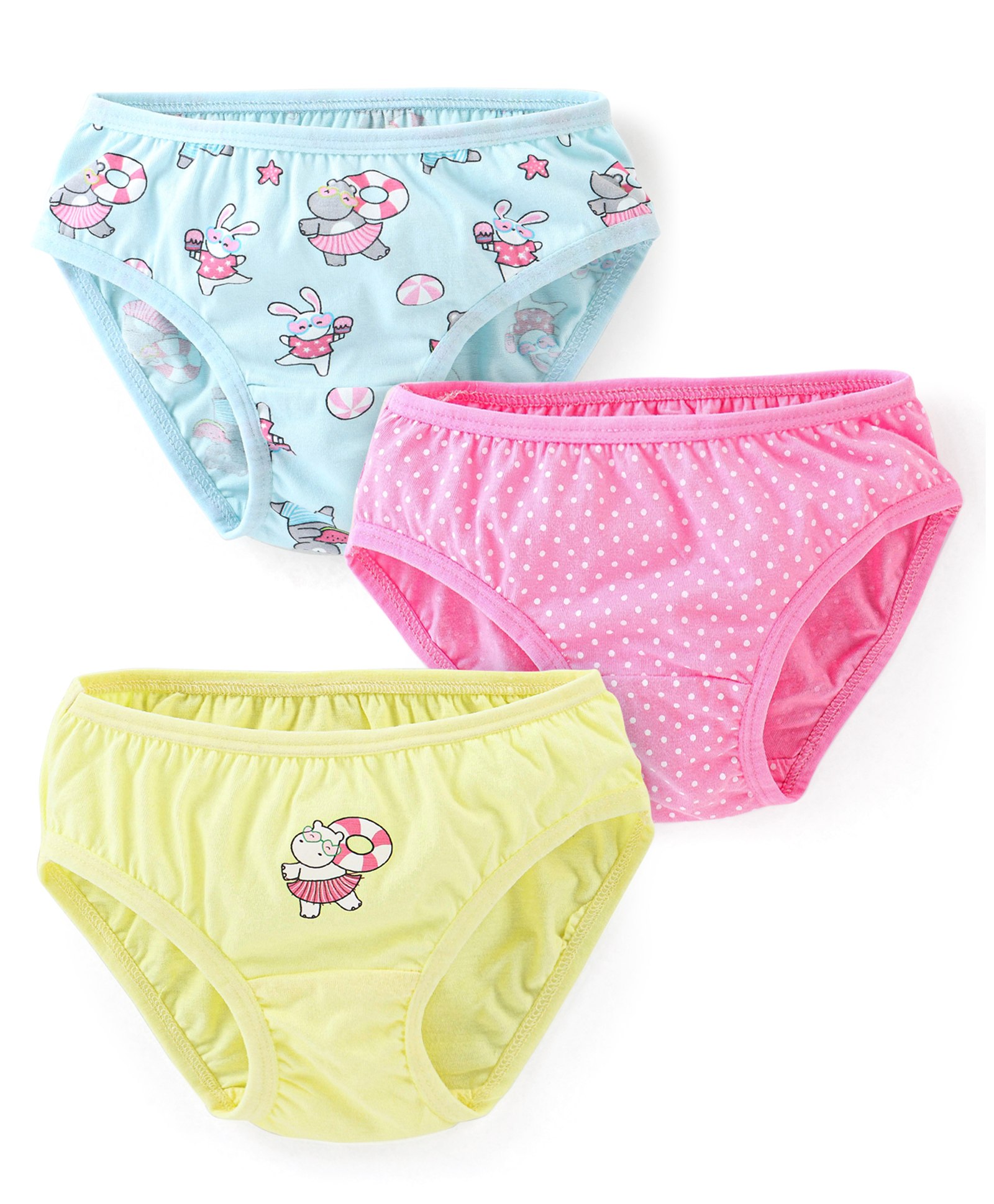 Babyhug 100% Cotton Panties With Polka Dot Print Pack of 3 - Multicolor