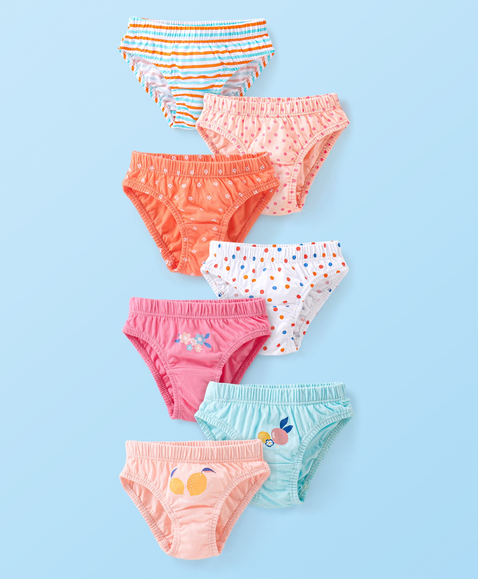 Babyhug 100% Cotton Floral & Polka Dots Printed Panties Pack of 7 - Multicolour-image-23