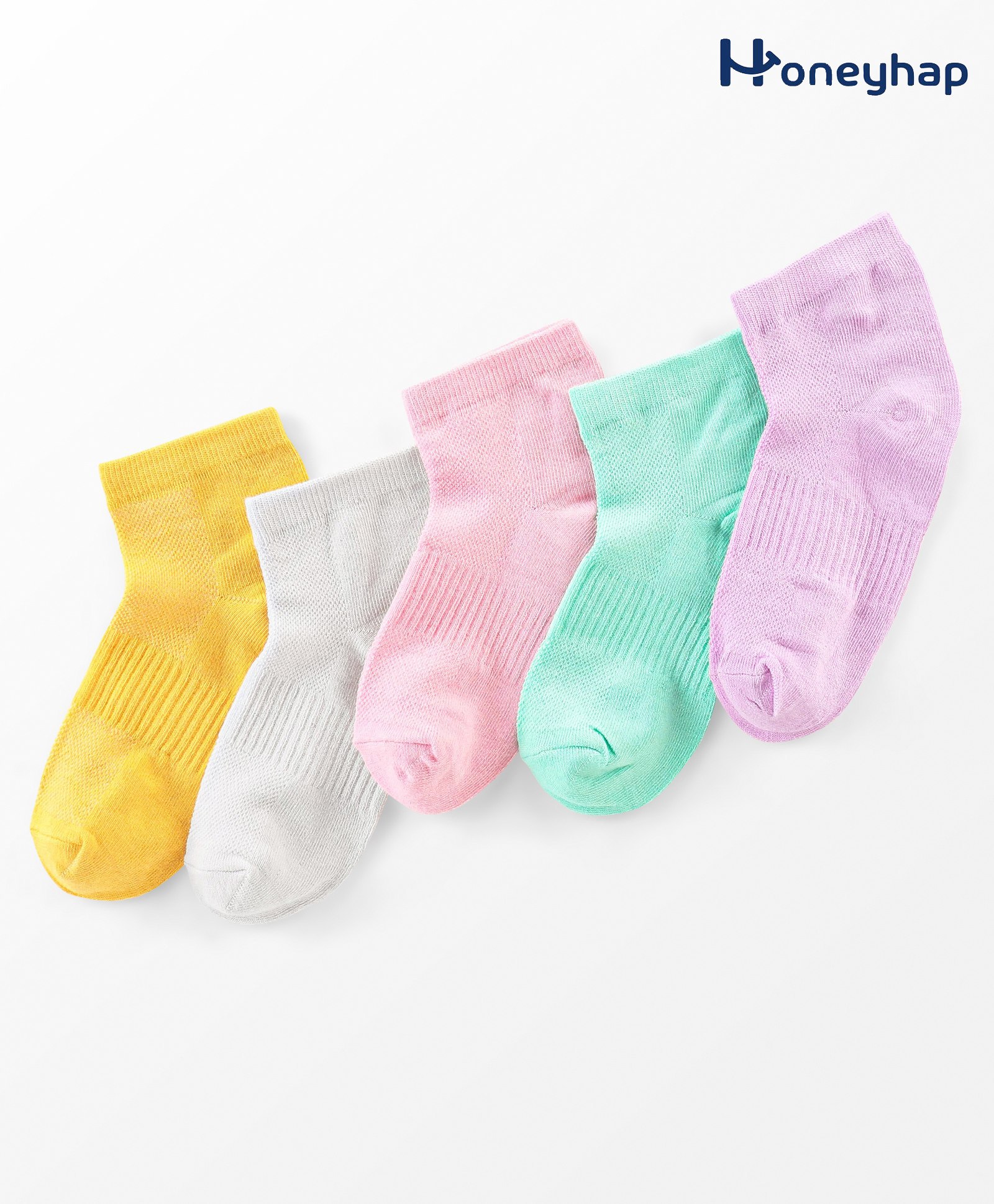Honeyhap Premium Cotton Bamboo Terry Ankle Length Solid Colour Socks Pack of 5 - Candy Pink Ecru Melange Banana Orchid & Bouquet  Cabbage-image-18