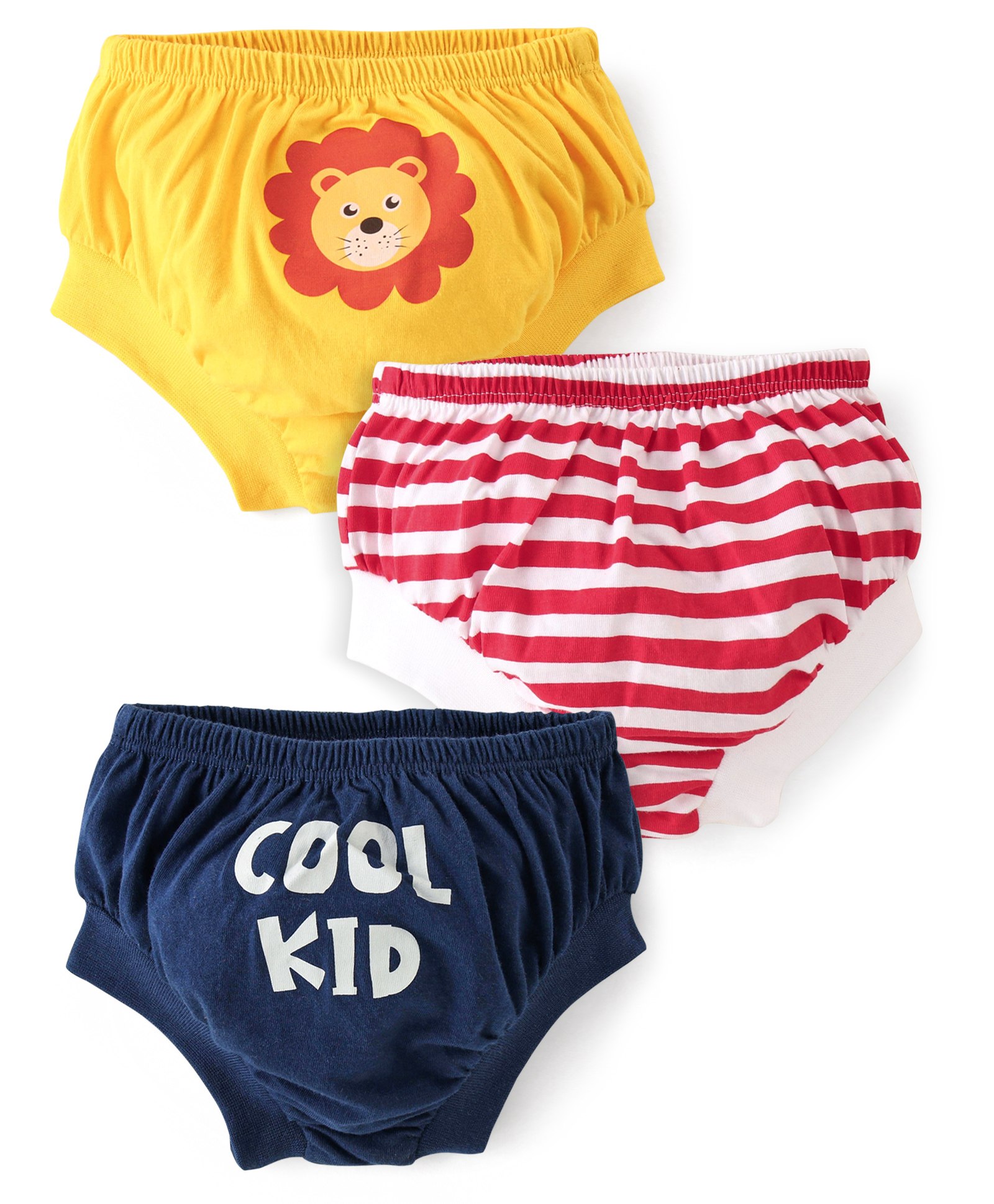 Doodle Poodle 100 % Cotton Bloomers Lion Printed Pack of 3 - Red Yellow & Navy Blue-image-45
