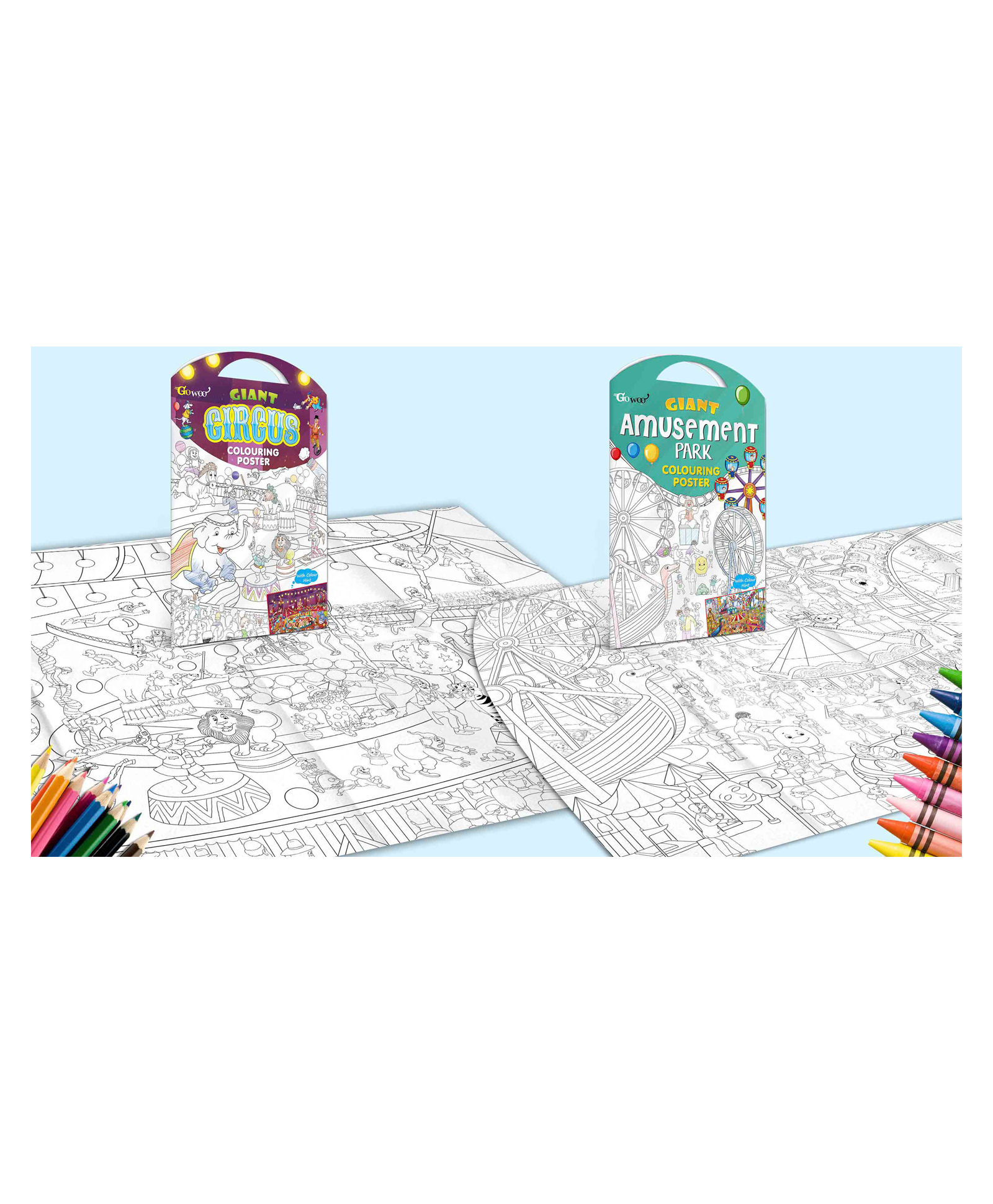 Gowoo Giant Circus Colouring Poster and Giant Amusement Park Colouring Poster - Pack of 2-image-17