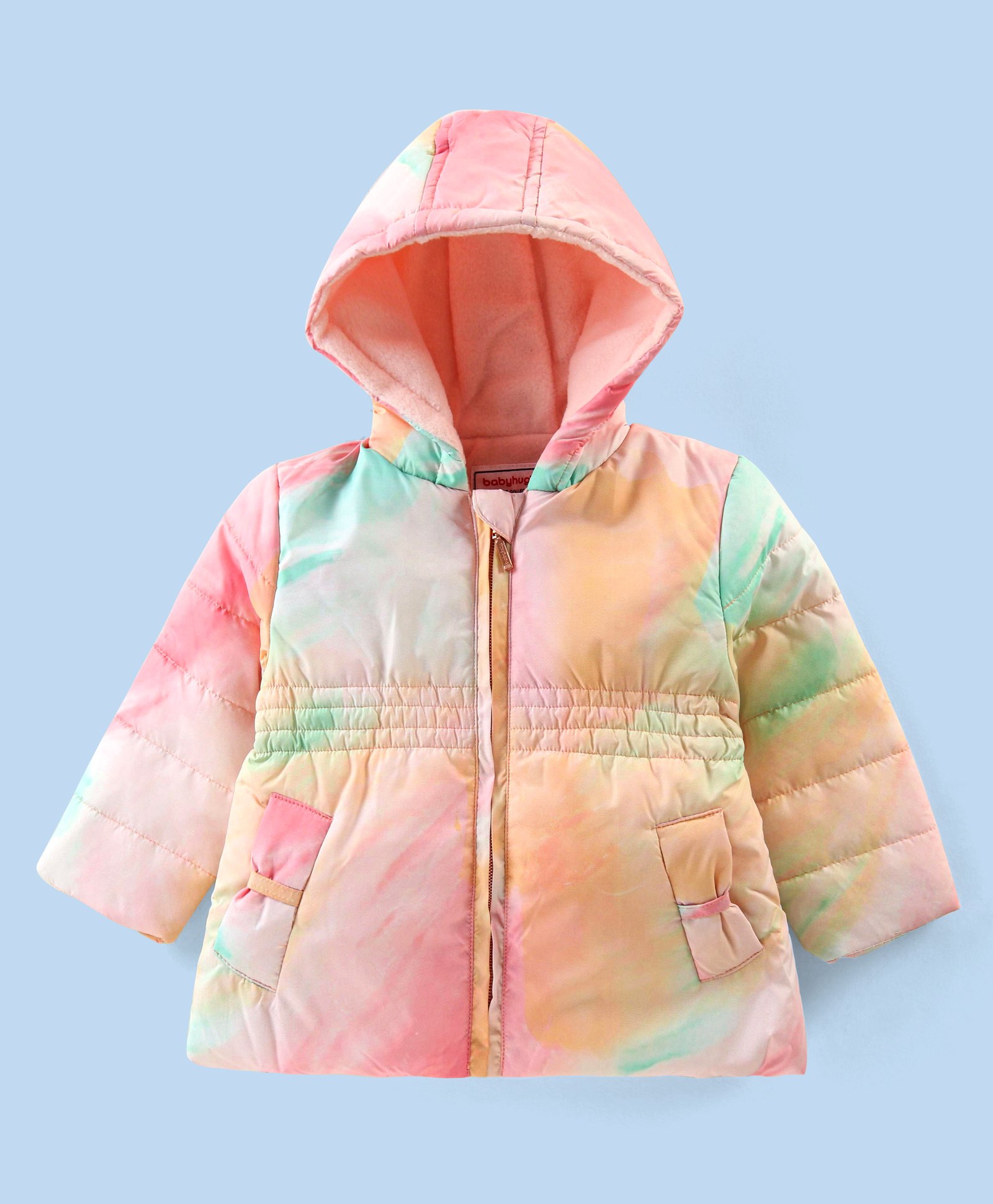 Babyhug Full Sleeves Hooded & Padded Jacket Tie Dye Print- Pink-picture-12