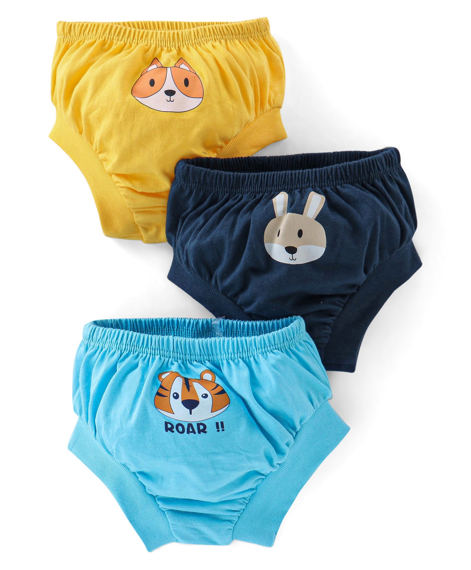 Doodle Poodle 100% Cotton Briefs With Wild Animals Print Pack Of 3- Blue Navy&Yellow-image-38