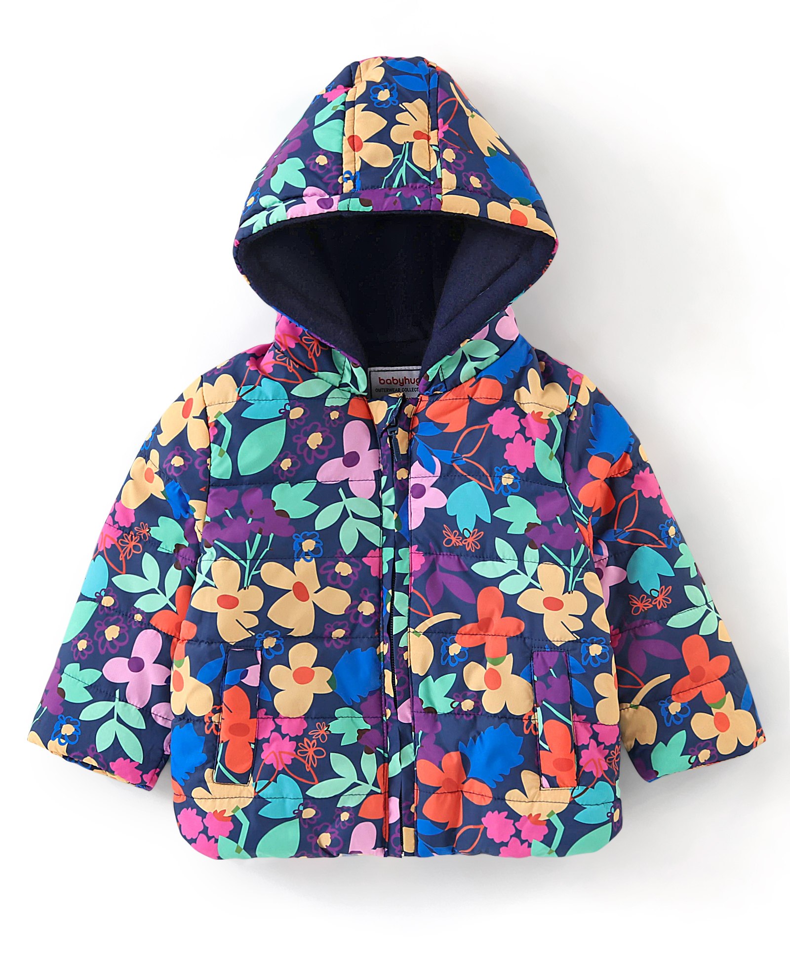 Babyhug Woven Full Sleeves Hooded Jacket Floral Print - Multicolour-picture-24