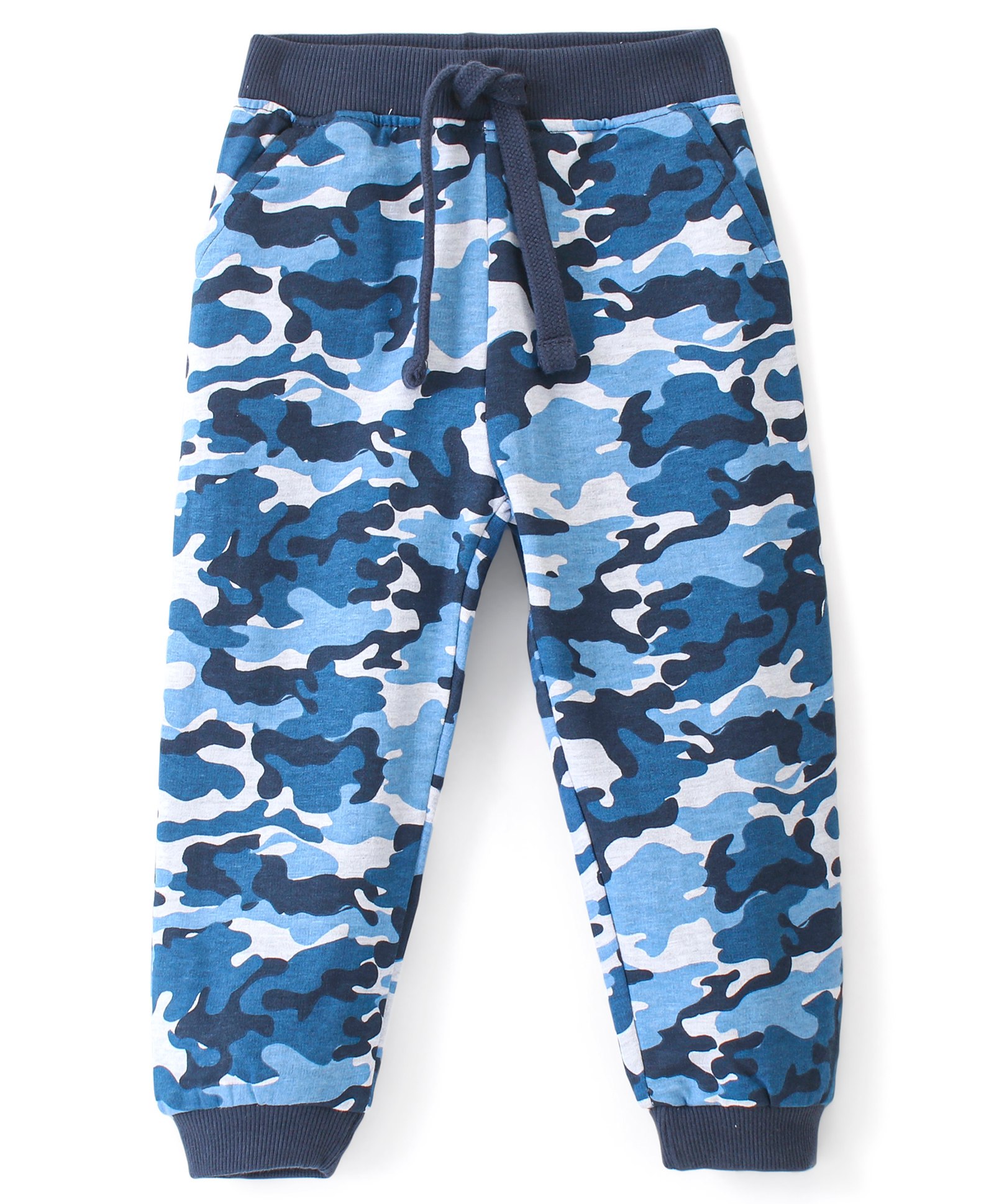 Babyhug Cotton Looper Full Length Track Pants Camouflage Print - Blue-picture-10