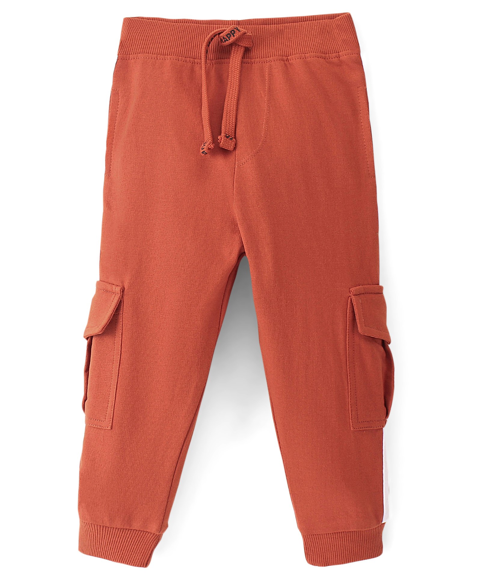 Babyhug Cotton Looper Knit Full Length Lounge Pant Solid Colour - Rust-image-29