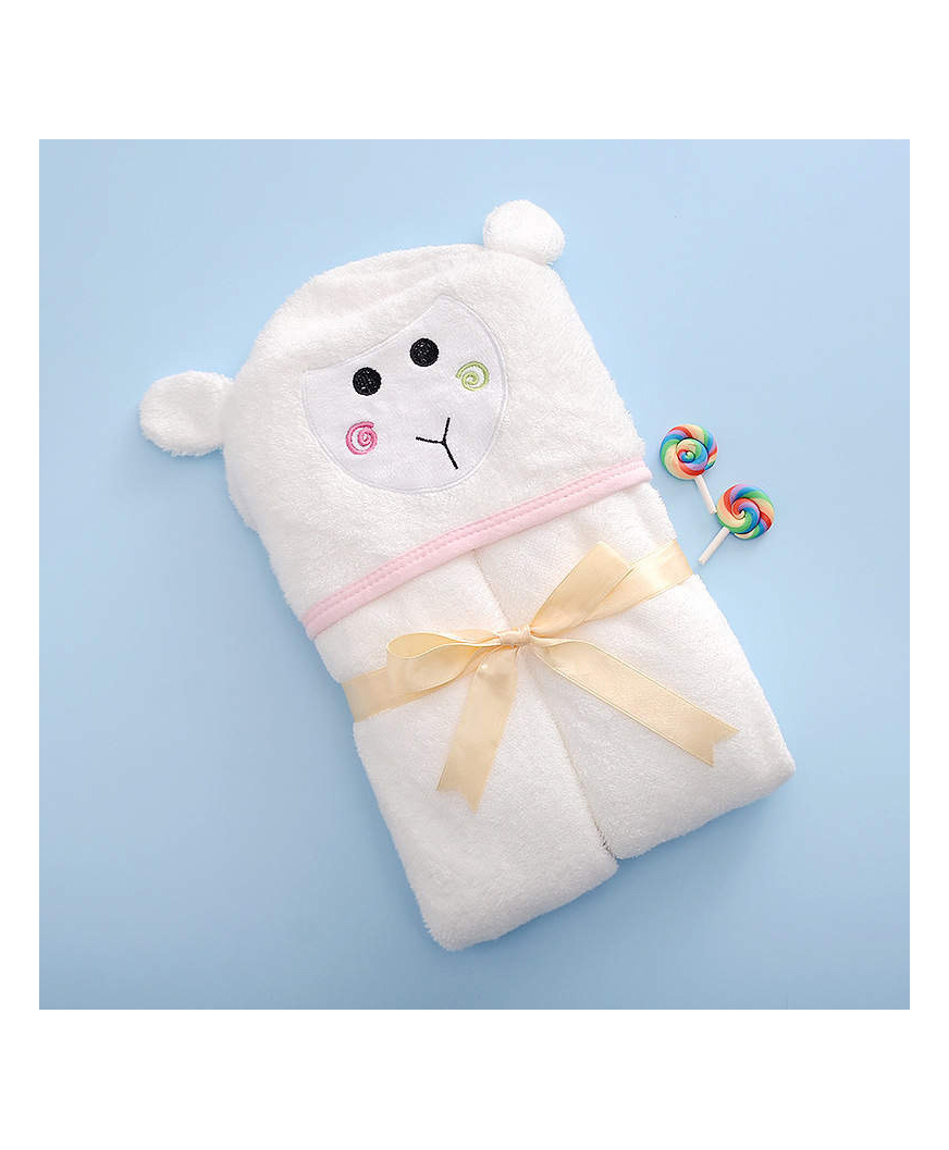 Thread Fairy Organic Super Soft Bamboo Hooded Towel - White Sheep-picture-11