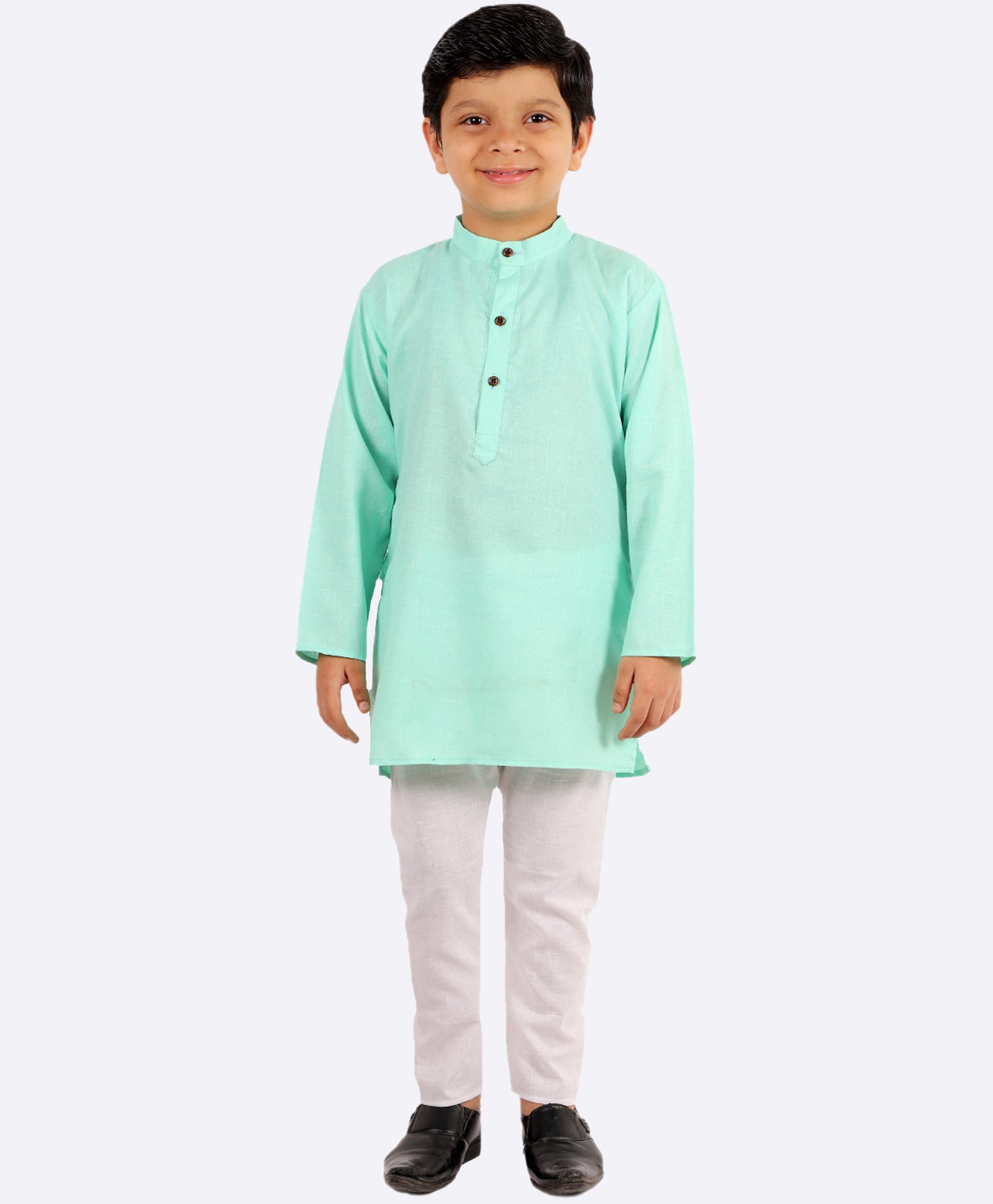 Superminis Full Sleeves Solid Kurta With Pyjama Set - Green-picture-31