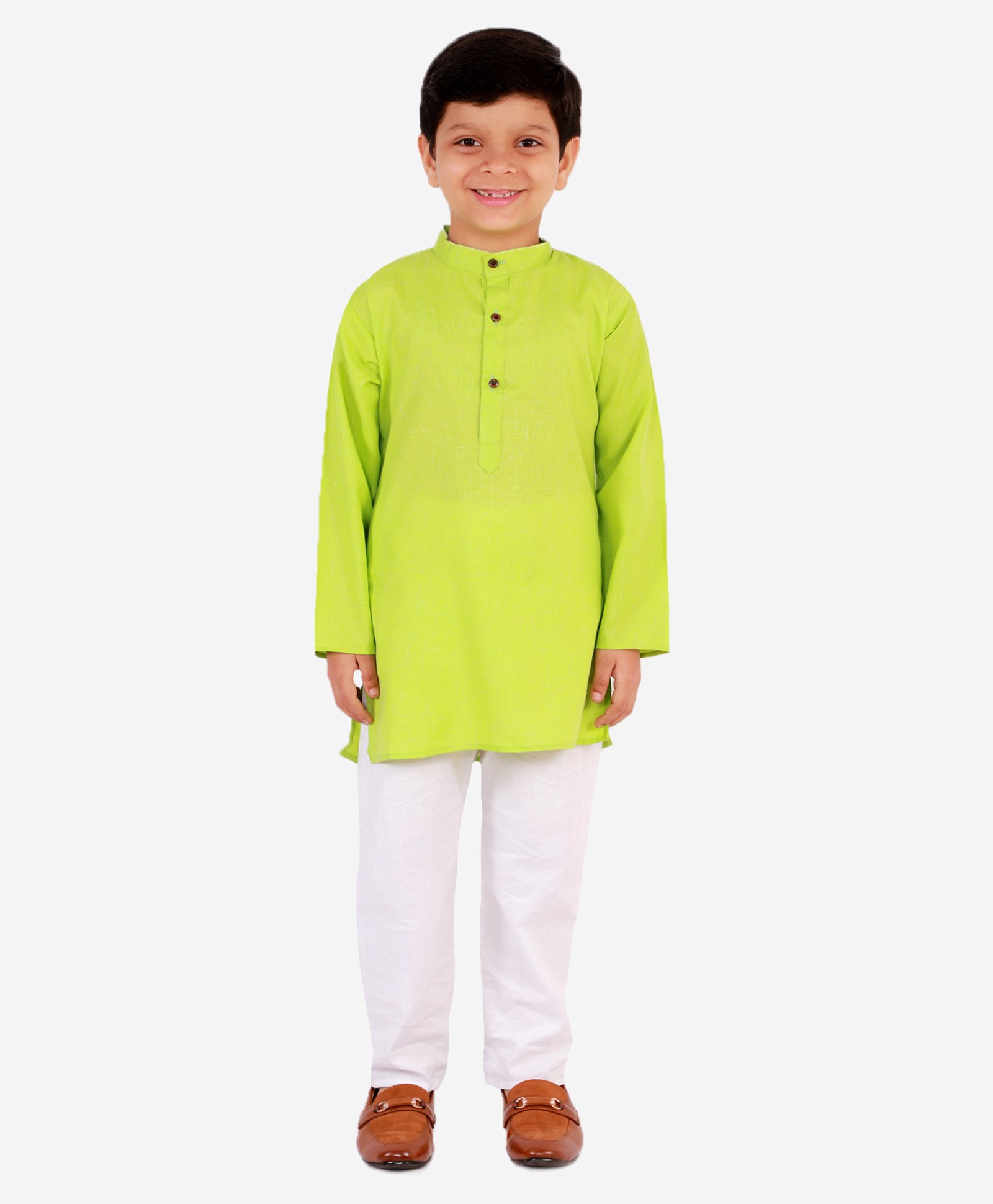 Superminis Full Sleeves Solid Kurta With Pyjama Set - Parrot Green-picture-36