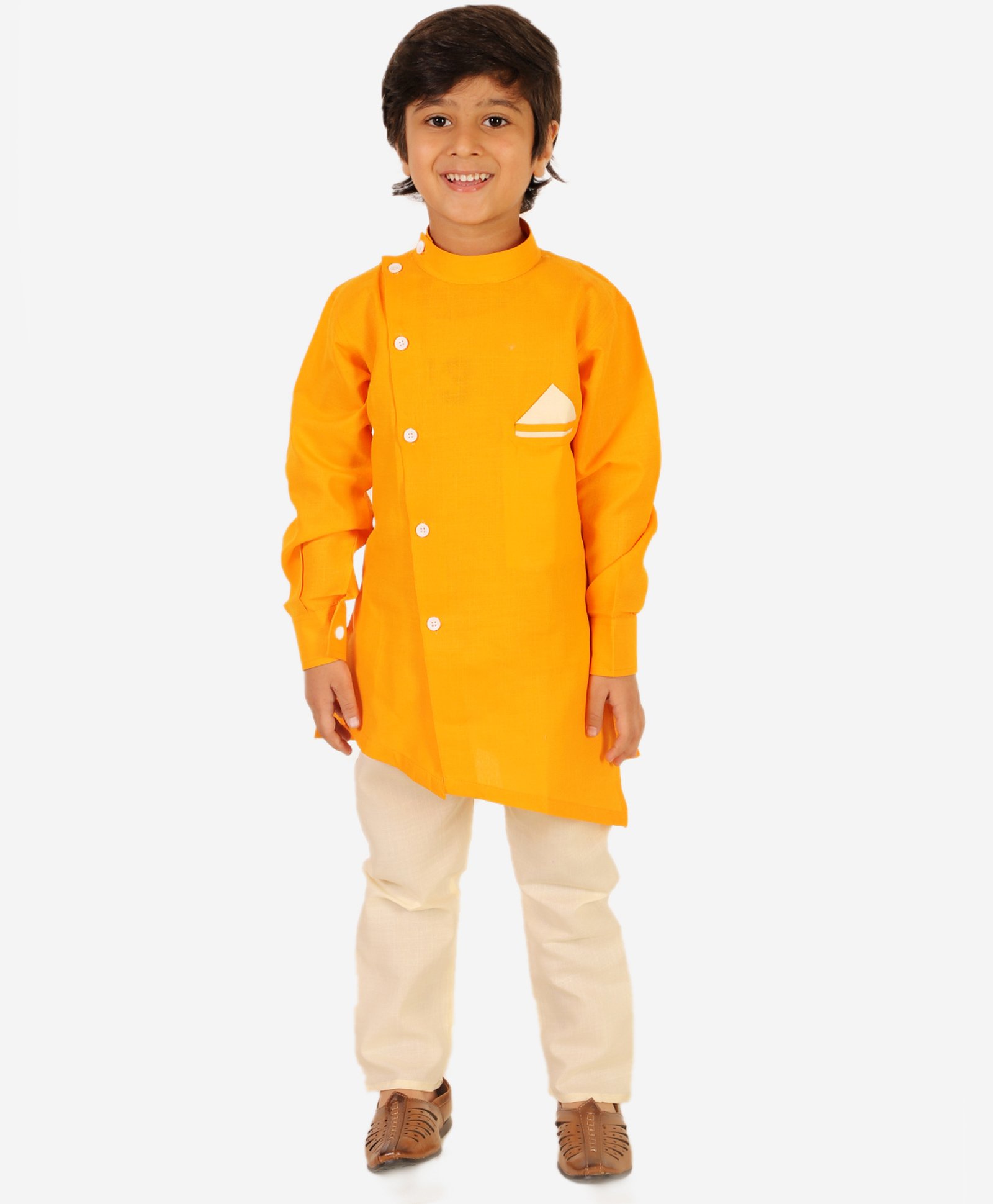Superminis Full Sleeves Solid Kurta Pyjama Set - Yellow-picture-34