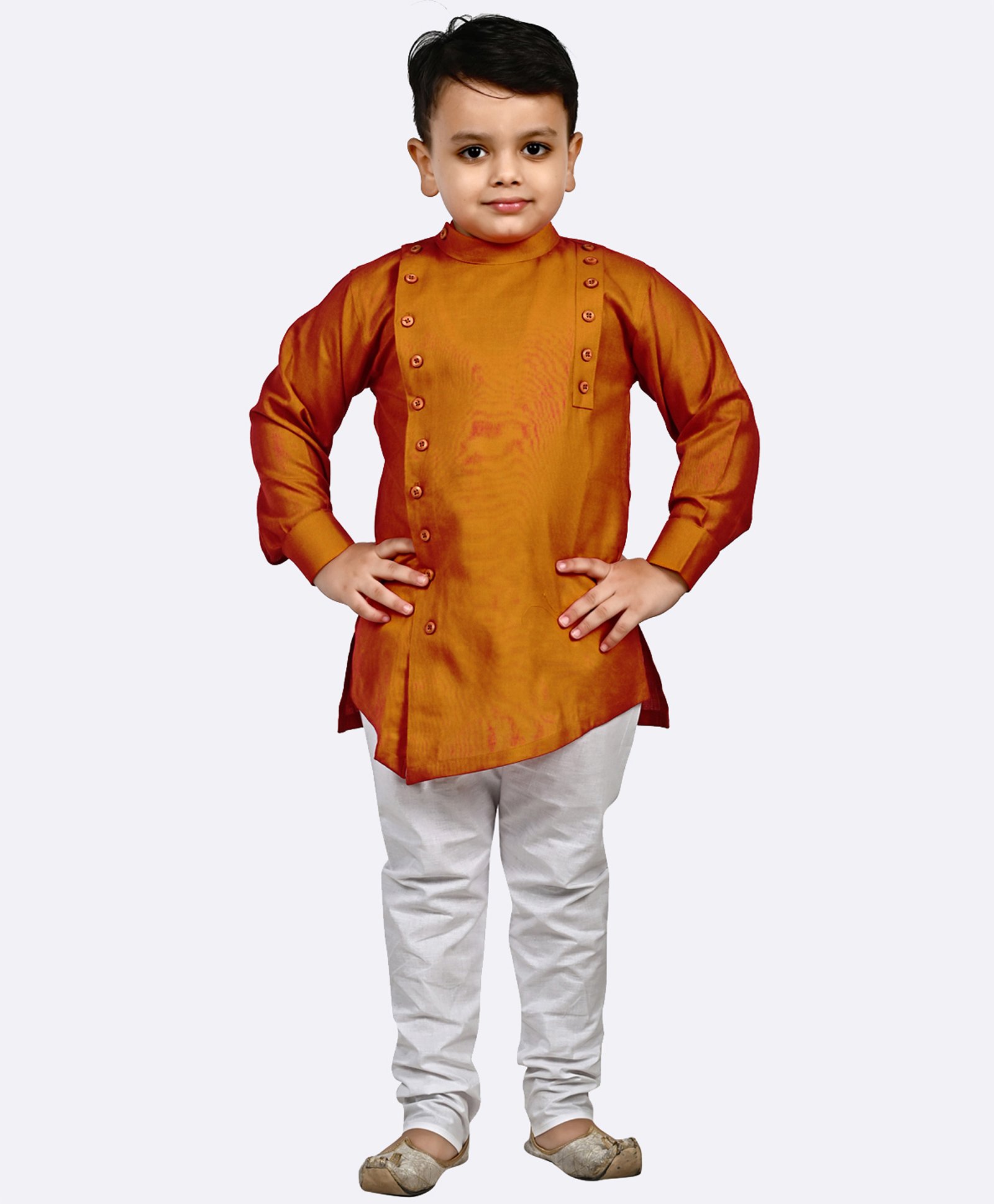 Superminis Full Sleeves Solid Kurta Pyjama Set - Mustard Yellow-picture-36